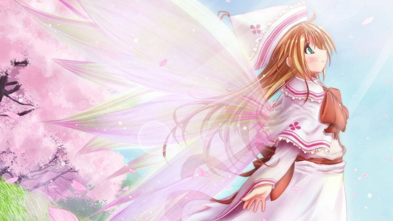 Nàng tiên hồng anime xinh đẹp Hình nền