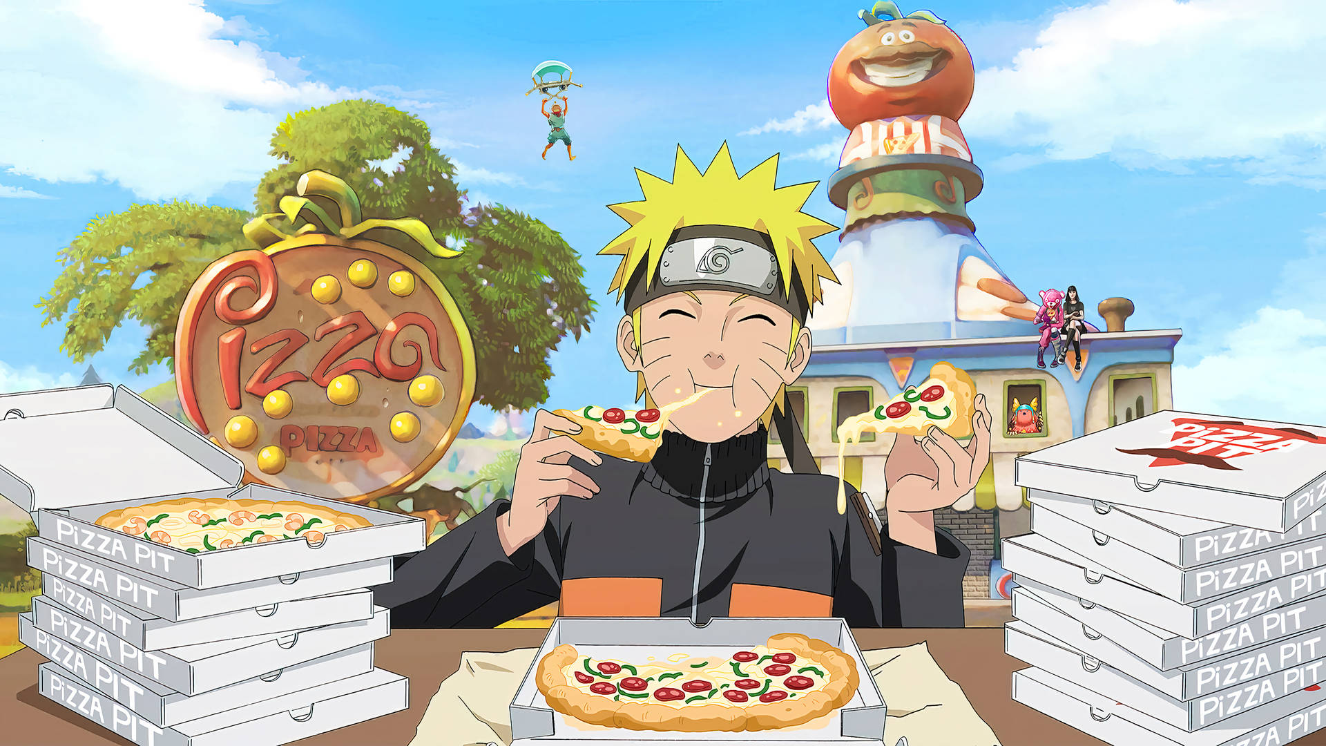 Naruto Ăn Pizza 4K Siêu Nét — Naruto 4K GIF Hình nền