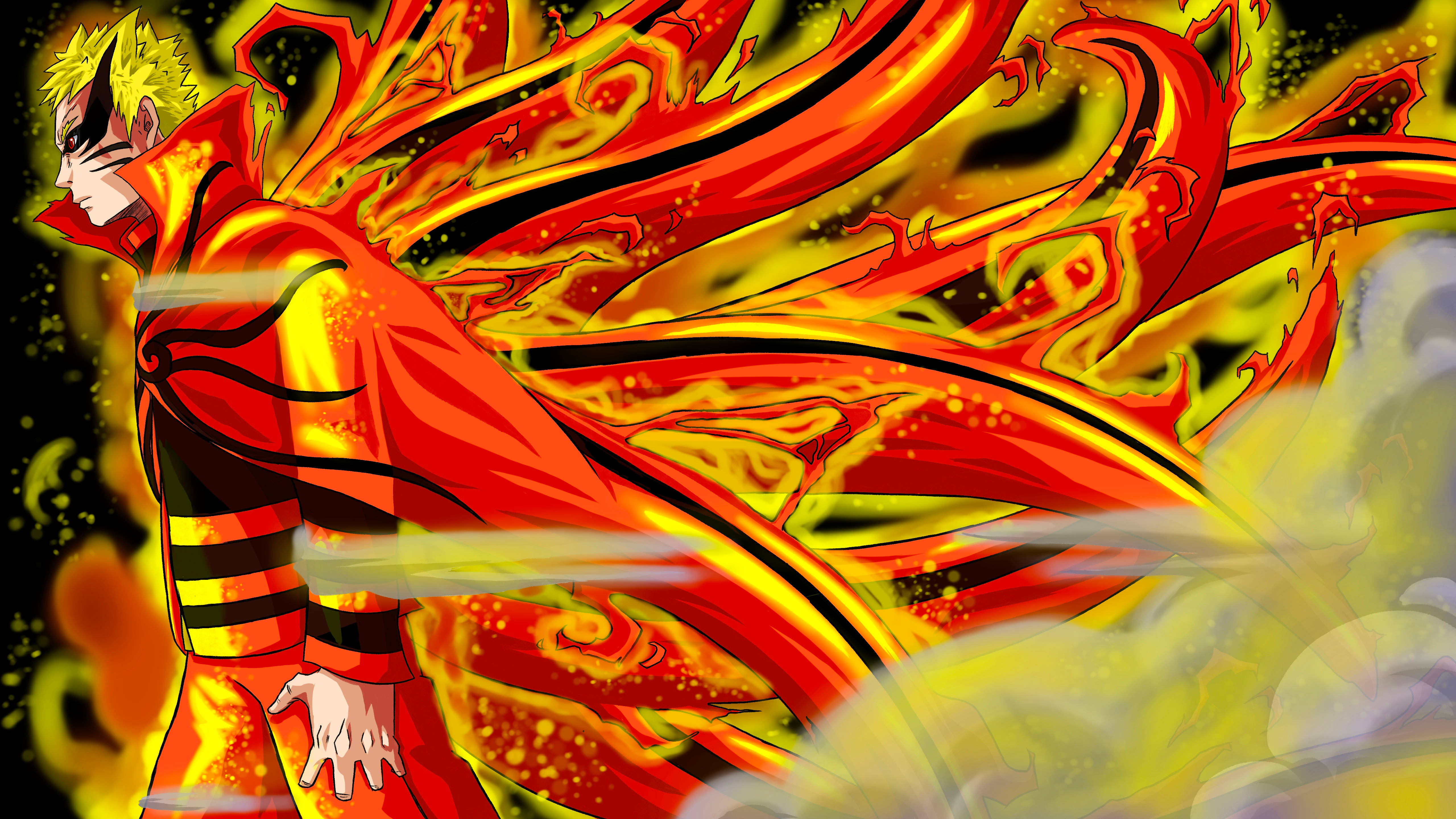 Naruto Baryon Mode Khói và Lửa Hình nền