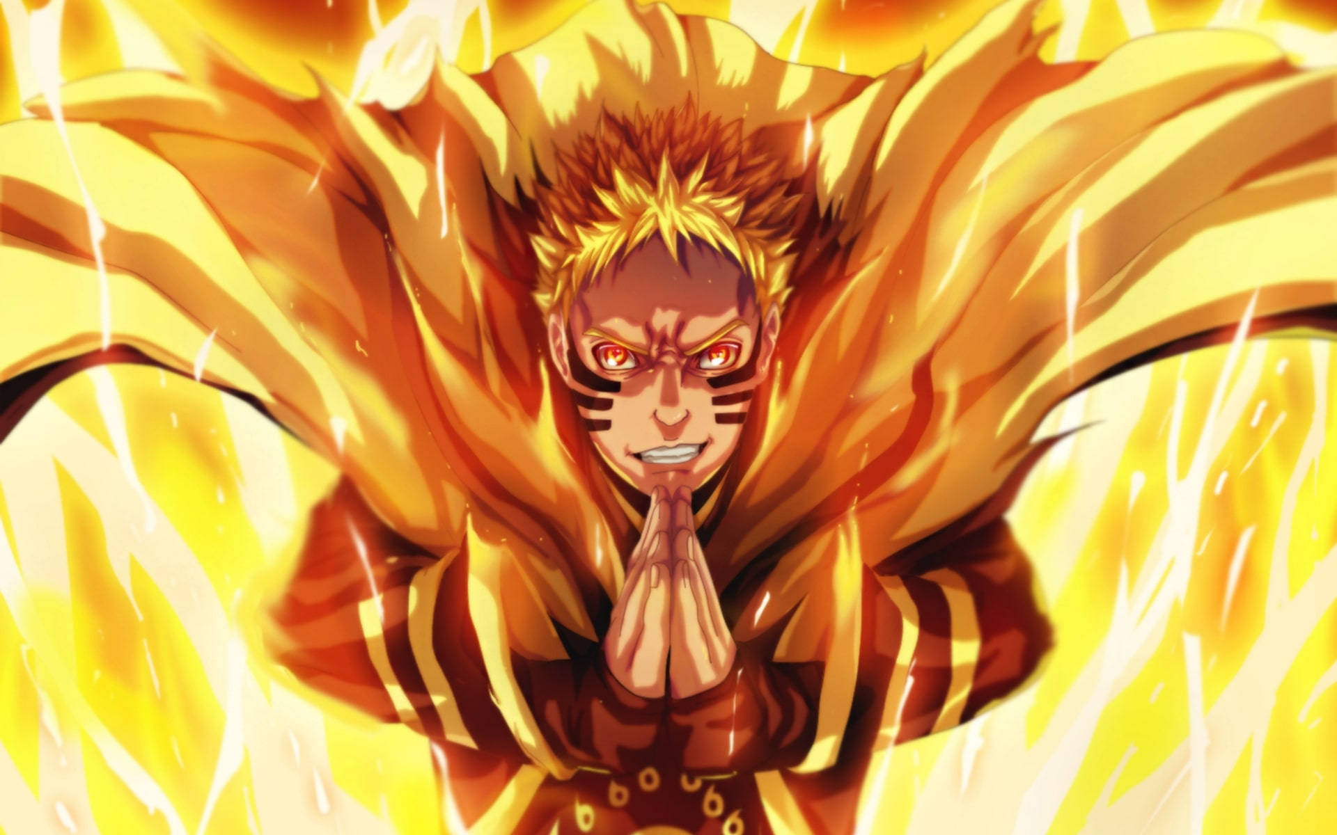 Naruto Baryon Mode Ngọn Lửa Vàng Hình nền