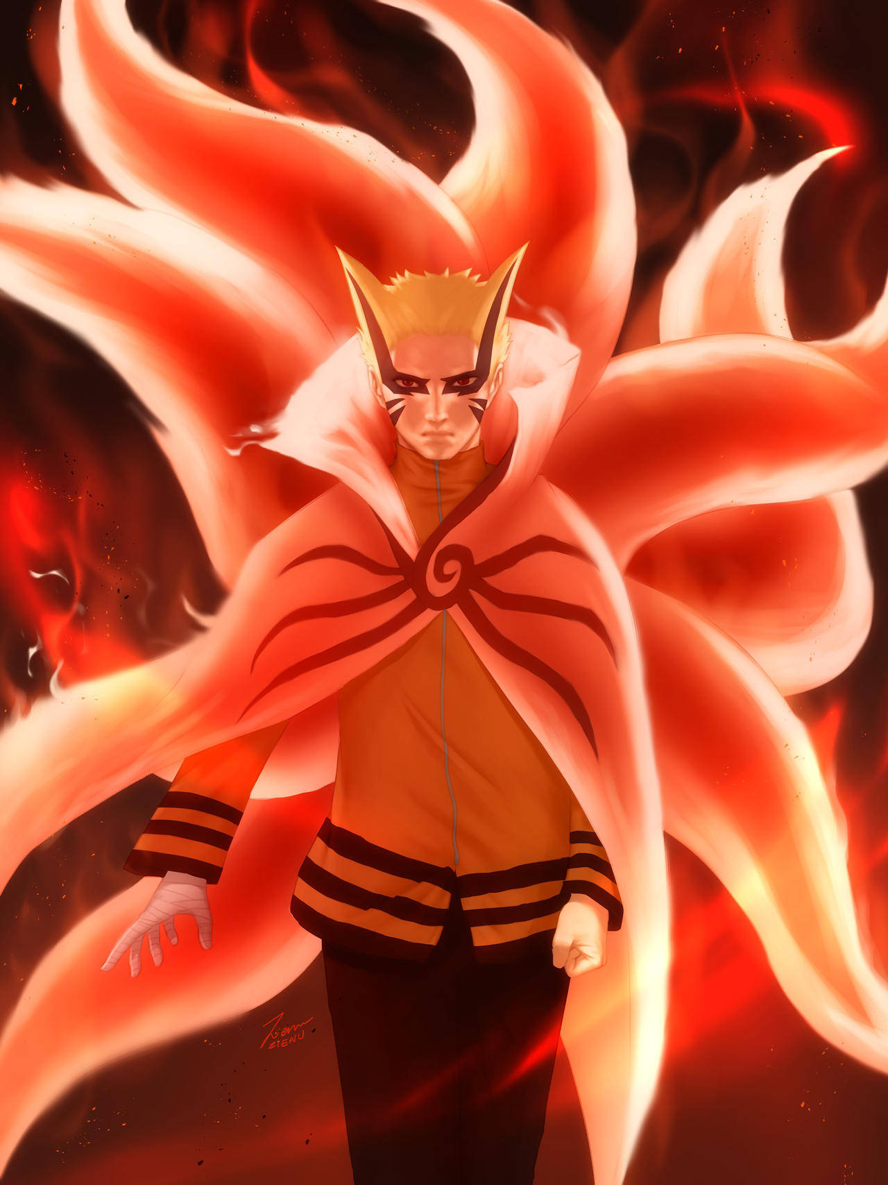 Naruto Baryon Mode Đuôi Lửa Hình nền