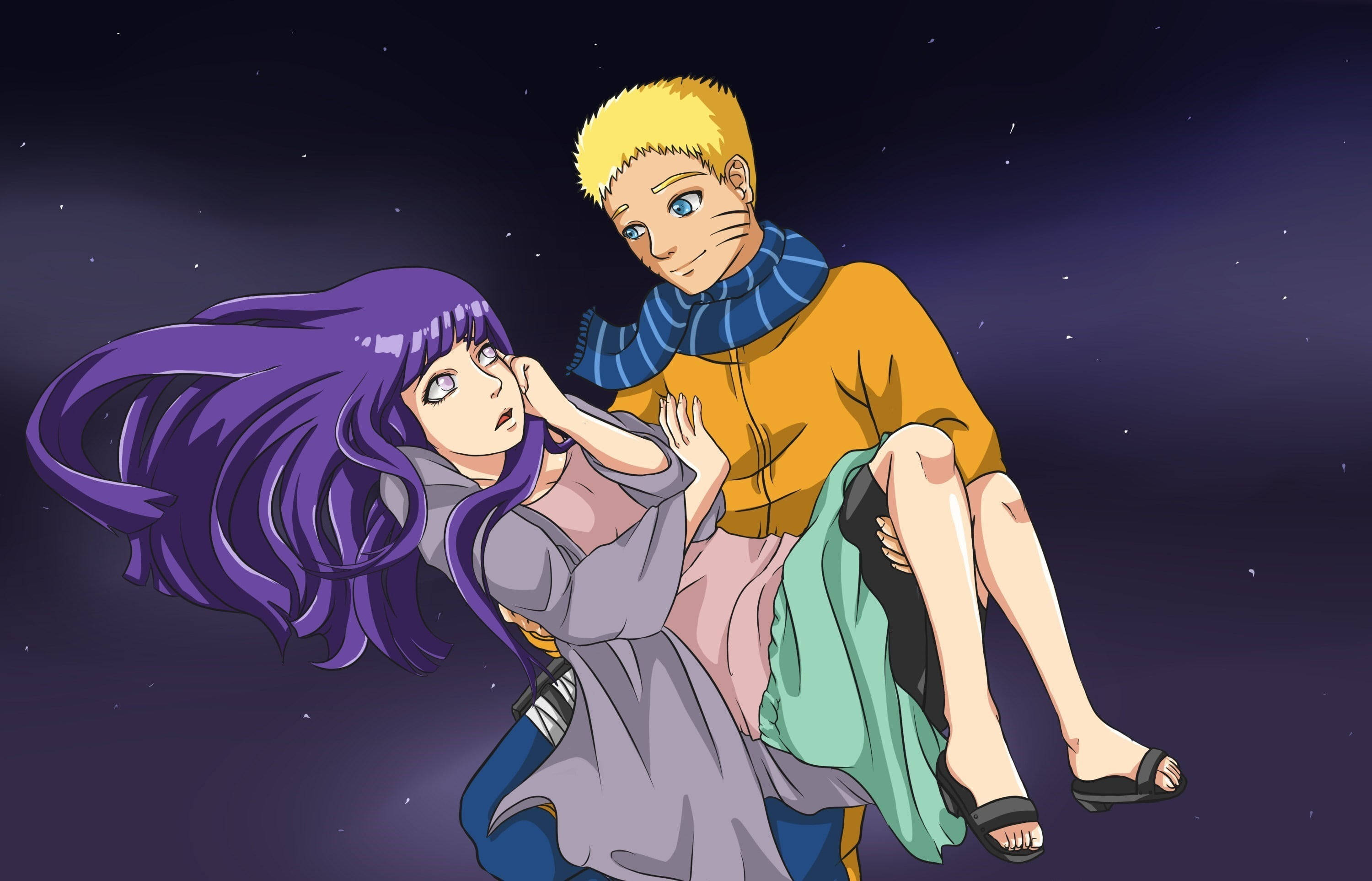 Naruto bế Hinata sống động Hình nền