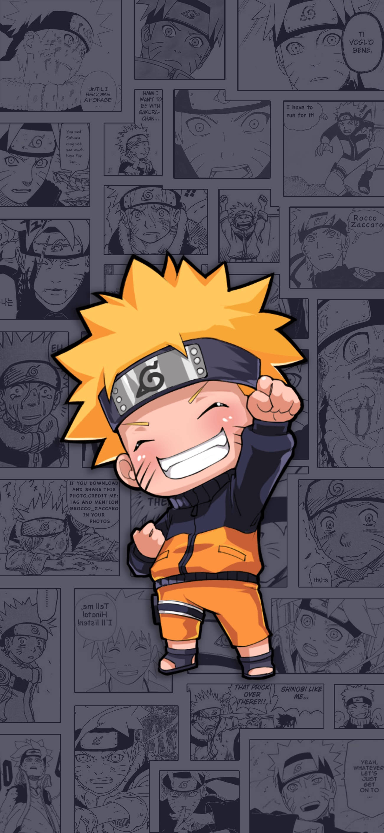 Naruto Chibi Sống Động Trên Nền Manga Hình nền