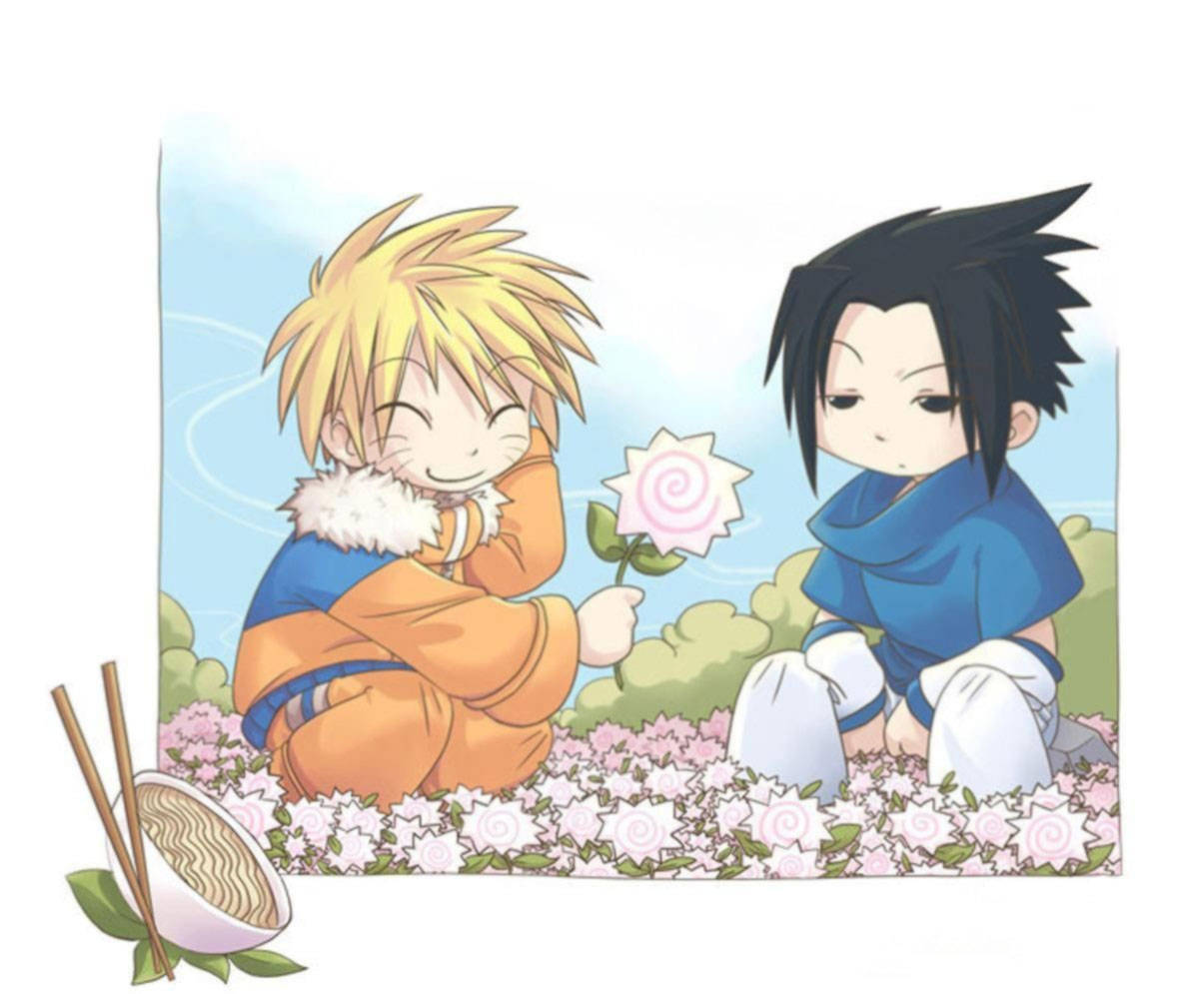 Naruto dễ thương tặng hoa narutomaki Hình nền