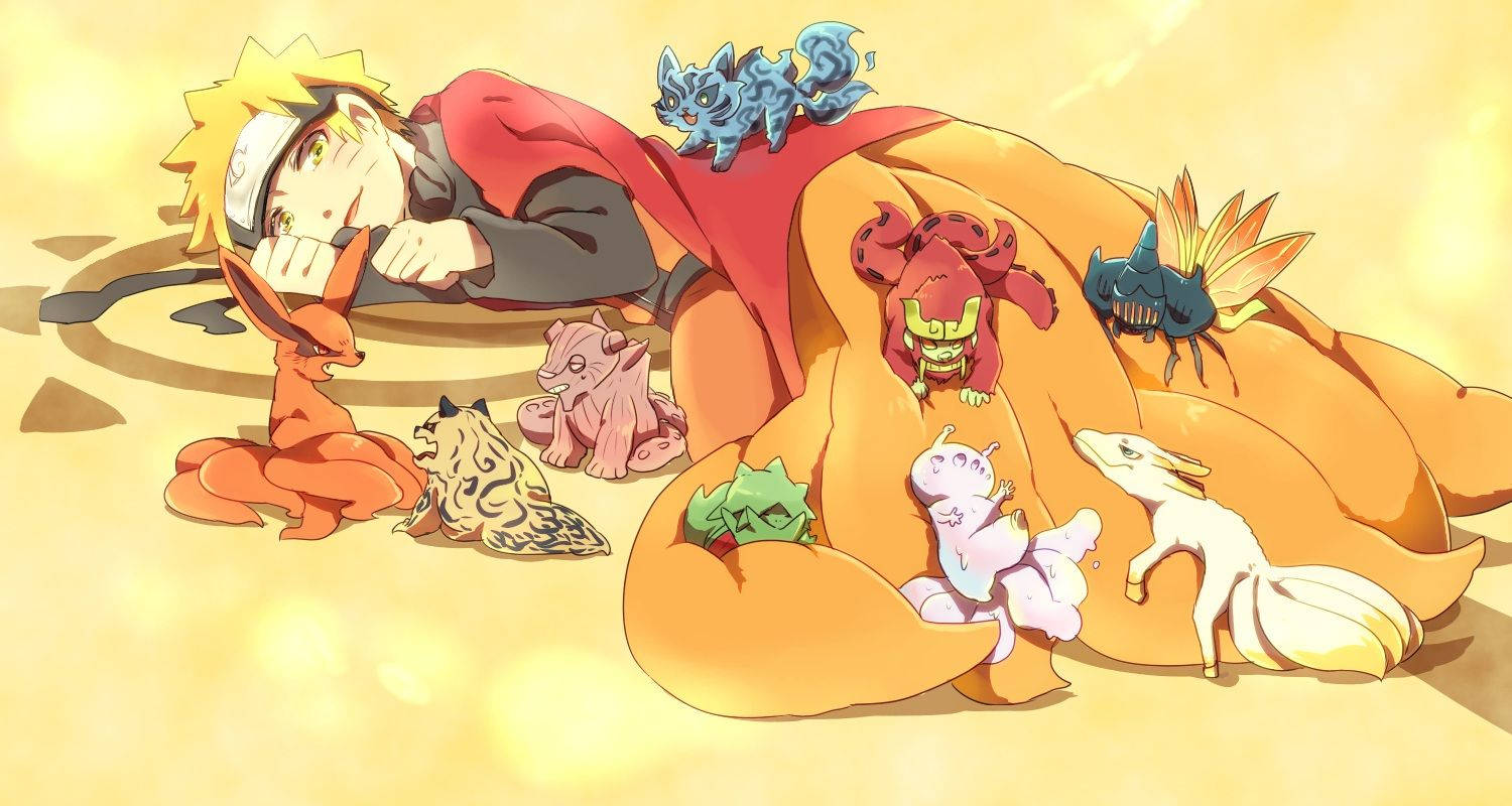 Naruto Dễ Thương Với Các Quái Thú Chín Đuôi Hình nền