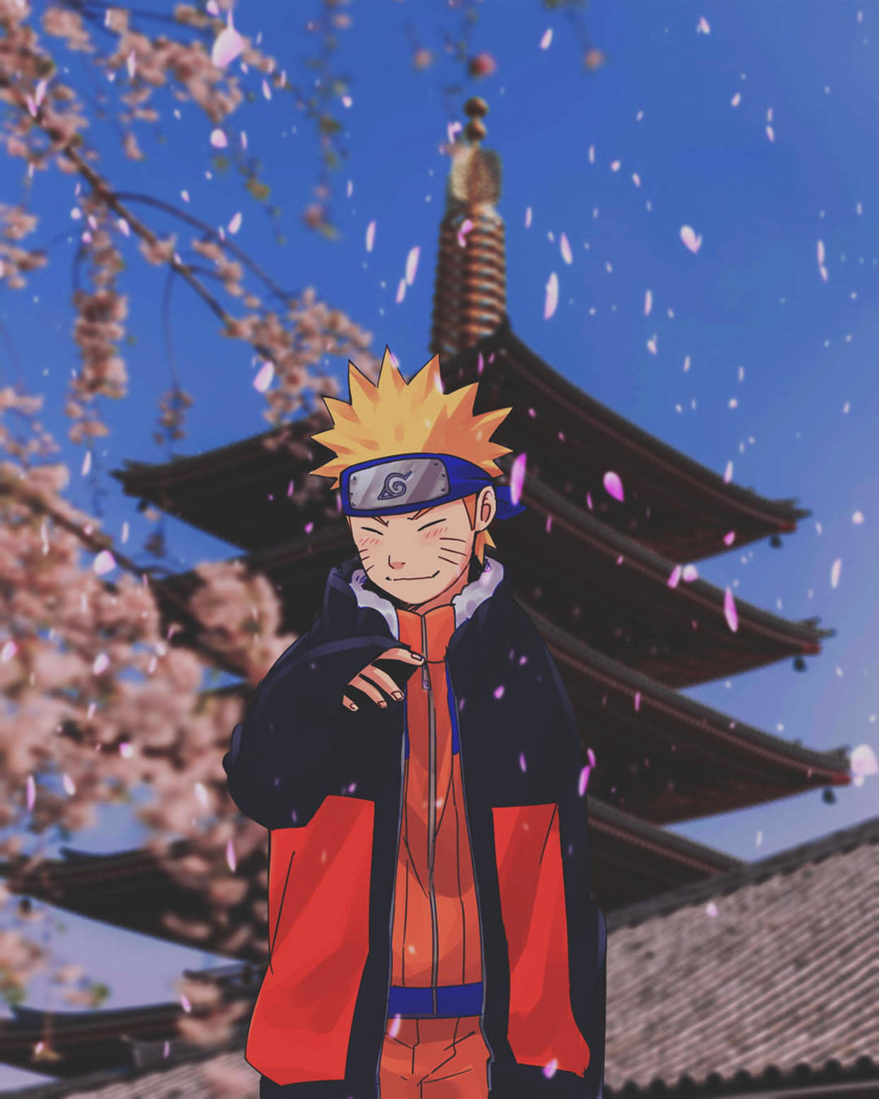 Naruto dễ thương tại đền Nhật Bản Hình nền