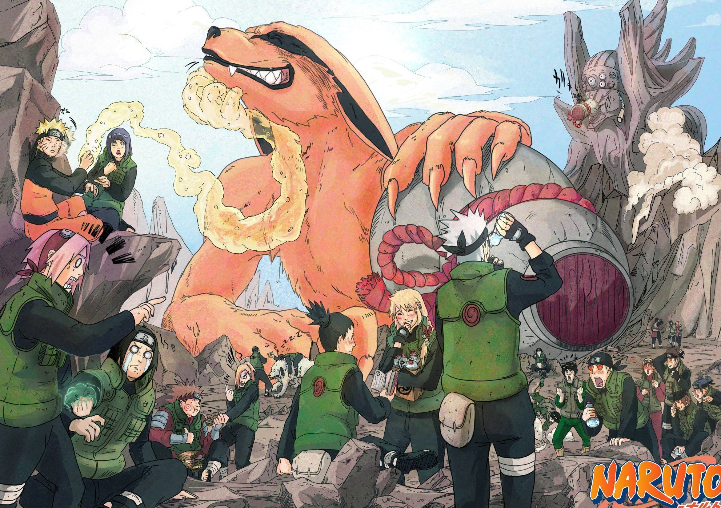 Naruto Live Kurama Đứng Trên Các Nhân Vật Hình nền