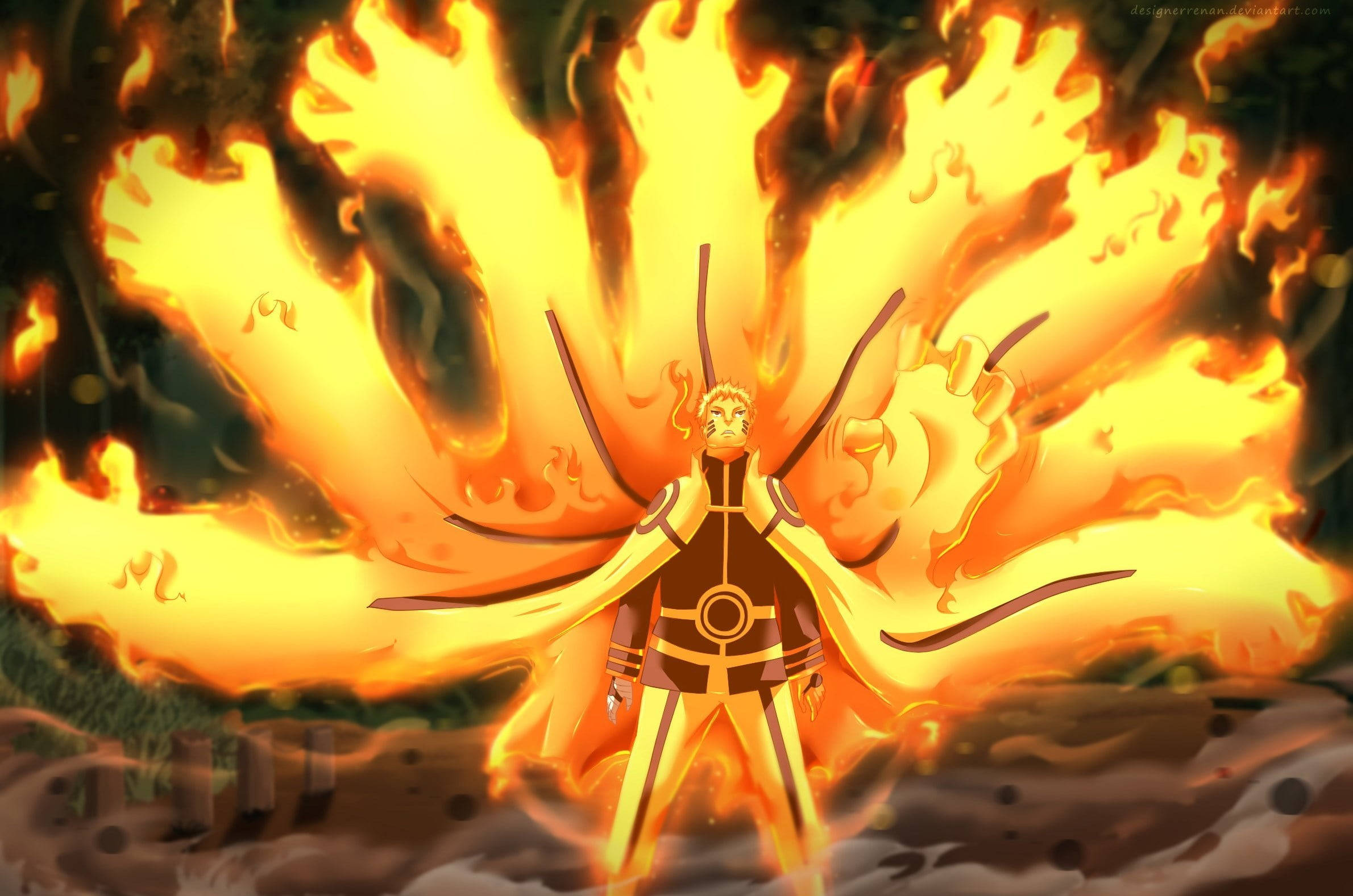 Naruto Sống Động Cánh Tay Lửa Hình nền