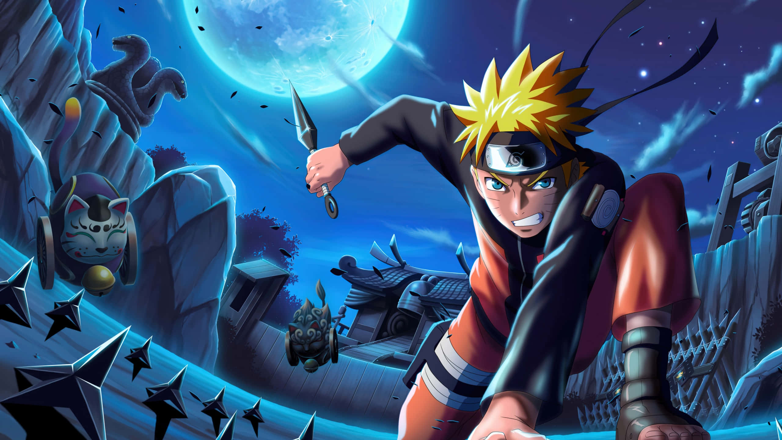 Naruto Uzumaki 4K chiến đấu vào ban đêm Hình nền