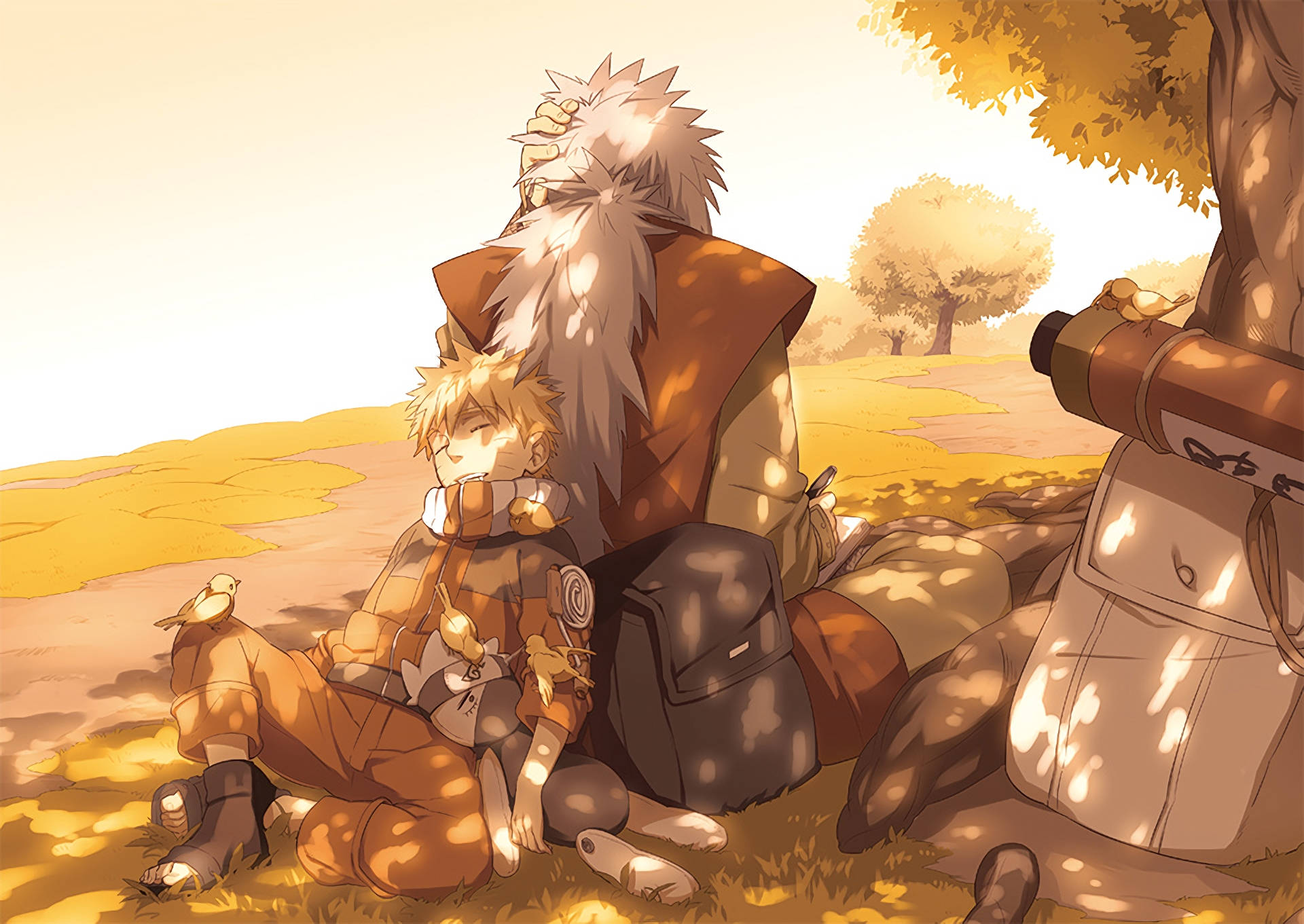 Naruto Uzumaki và Jiraiya khi ngủ Hình nền