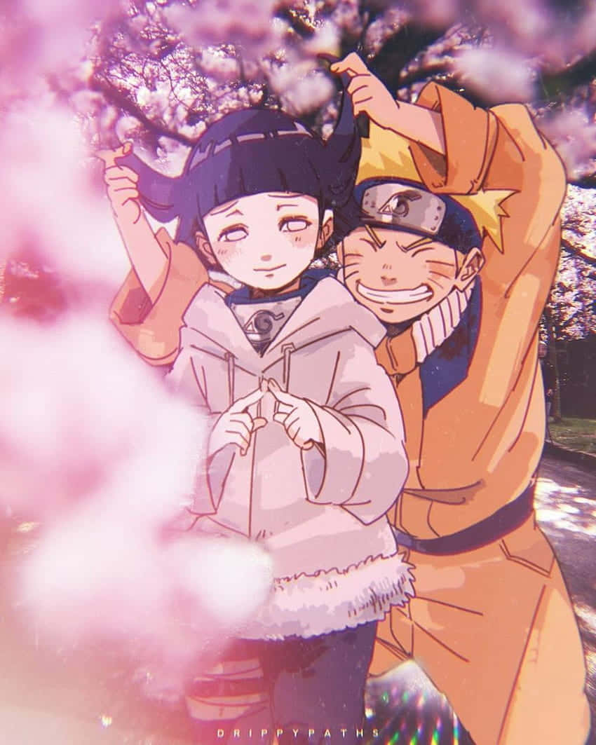 Naruto và Hinata dễ thương ở Công viên Hoa Anh Đào Hình nền