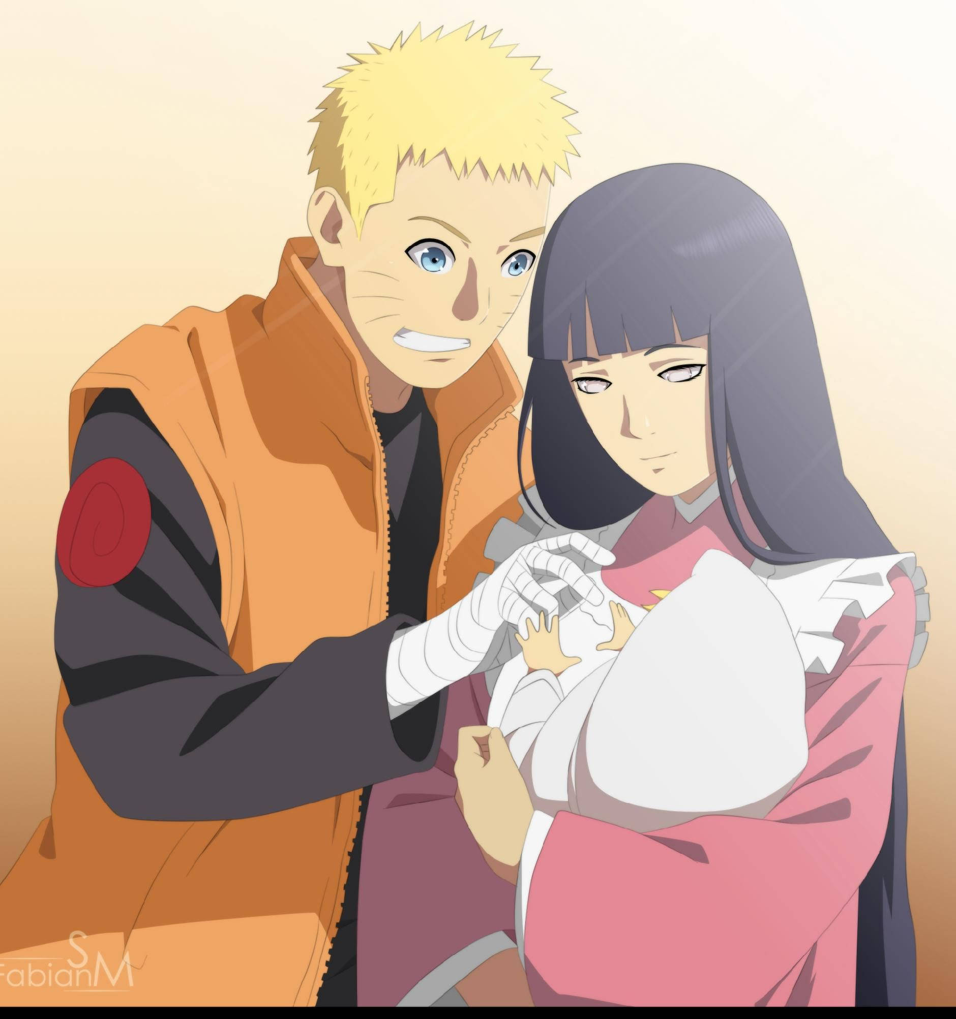 Naruto và Hinata cùng em bé Hình nền