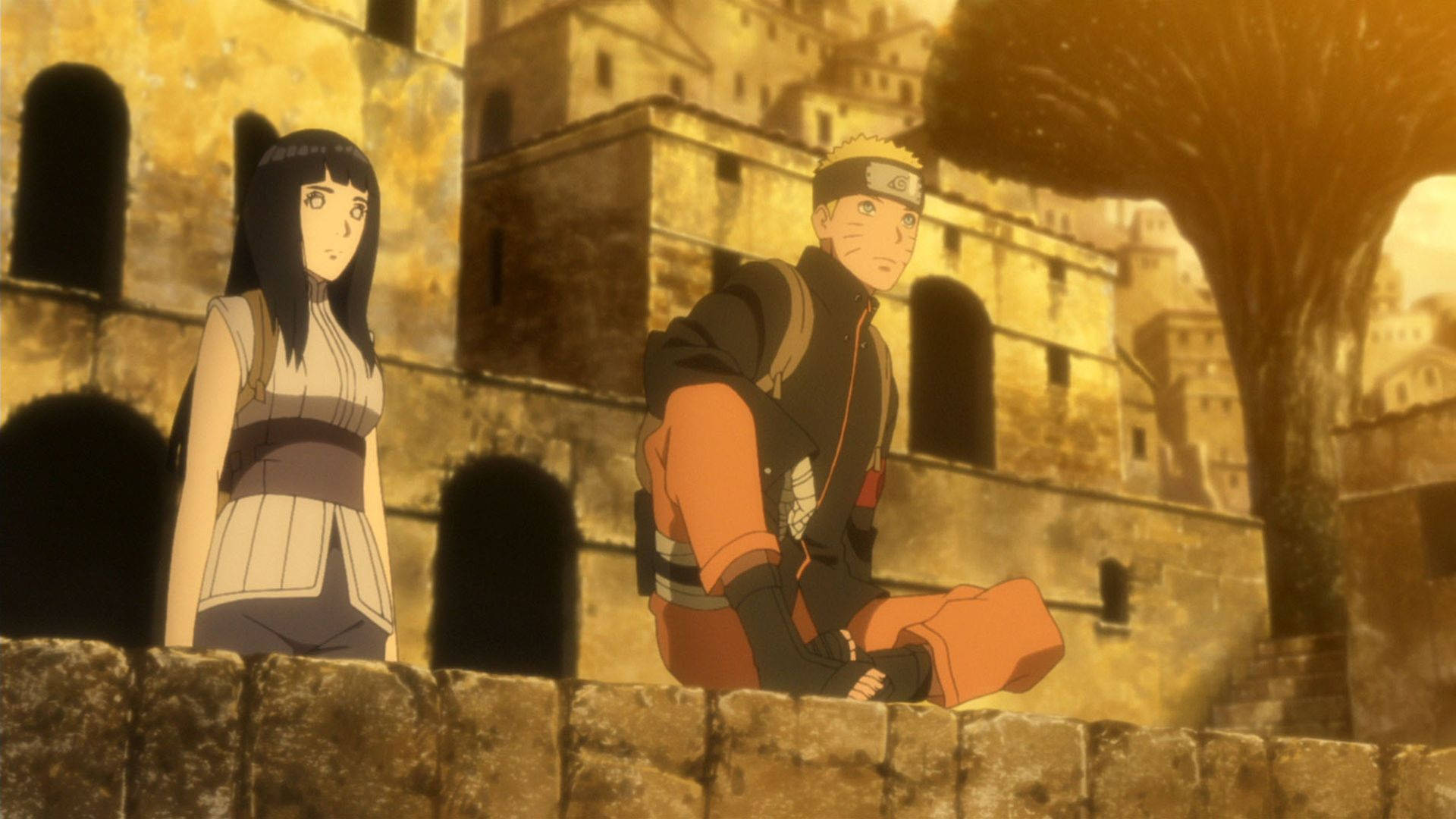 Naruto và Hinata trên một cấu trúc đá Hình nền
