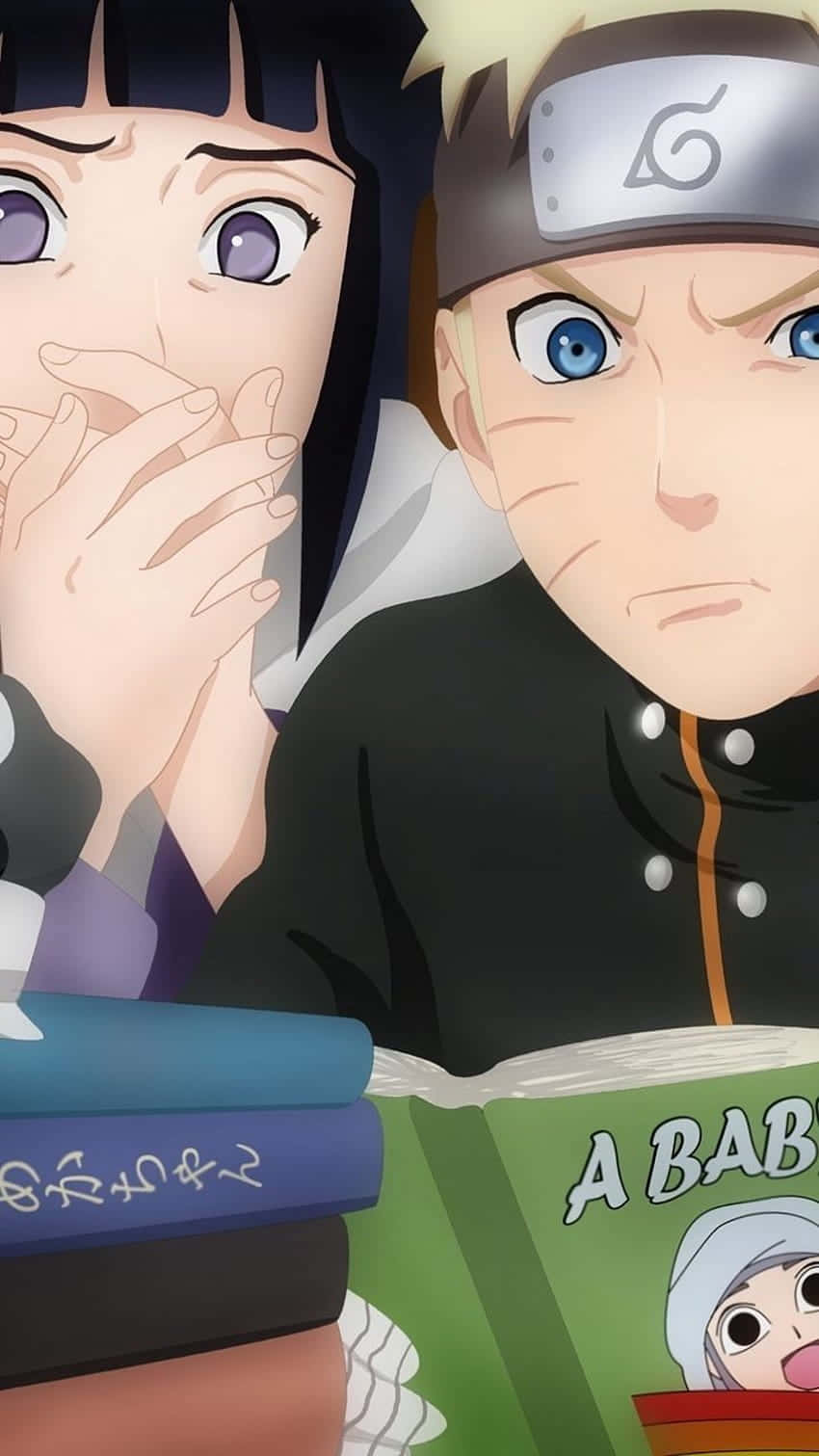 Naruto và Hinata dễ thương đọc sách Hình nền