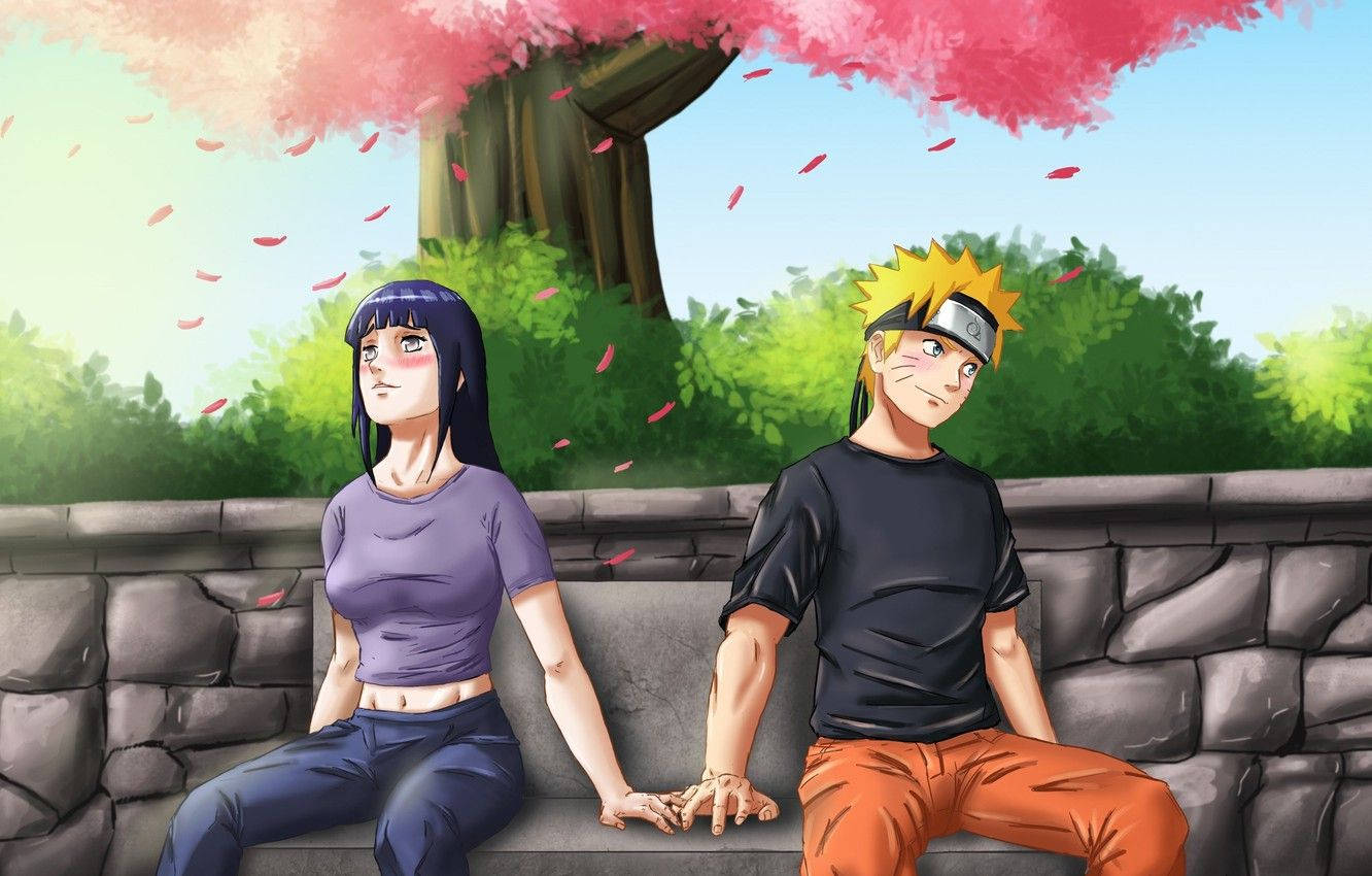 Naruto Và Hinata Dưới Hoa Anh Đào Hình nền