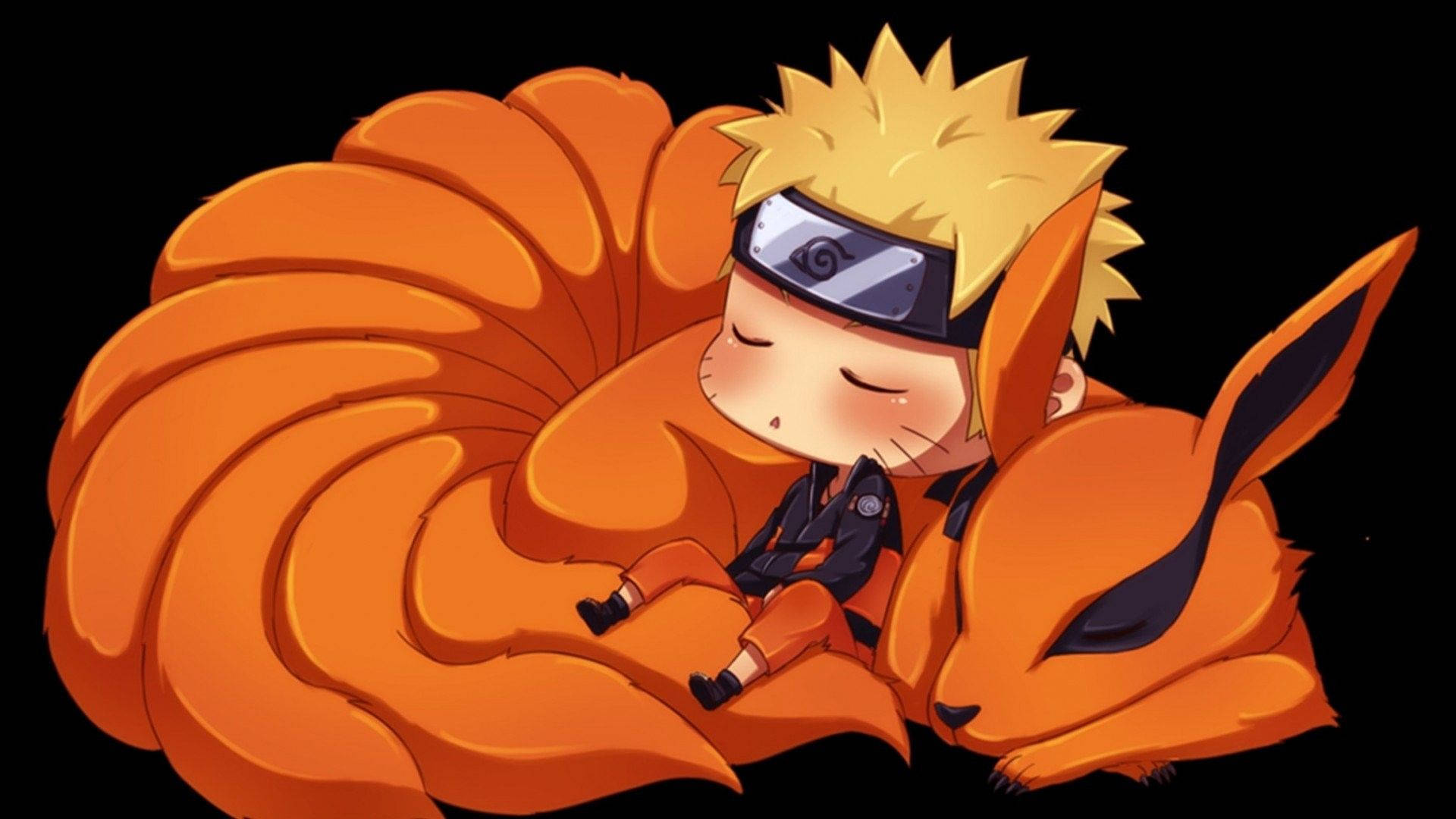 Naruto và Kurama Dễ Thương Đang Ngủ Hình nền