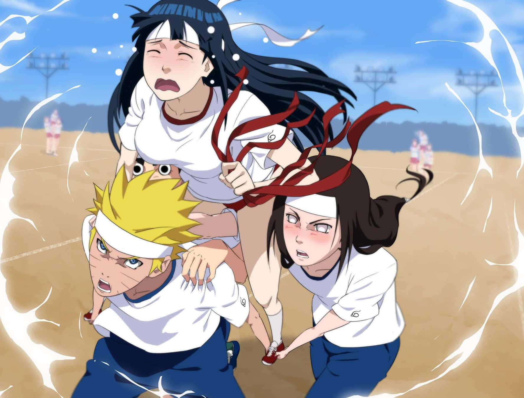 Naruto và Neji Hyuga khiêng Hinata Hình nền