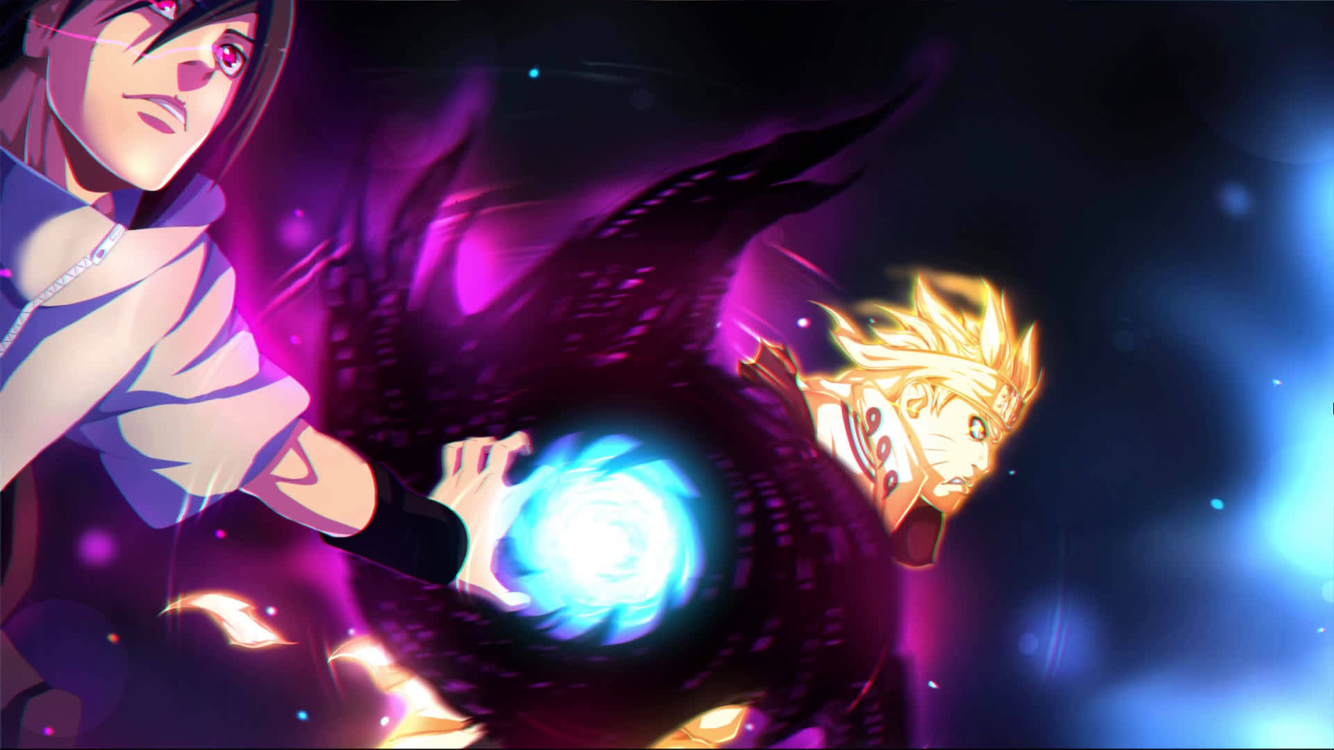 Naruto và Sasuke Amaterasu Rasen Shuriken Hình nền