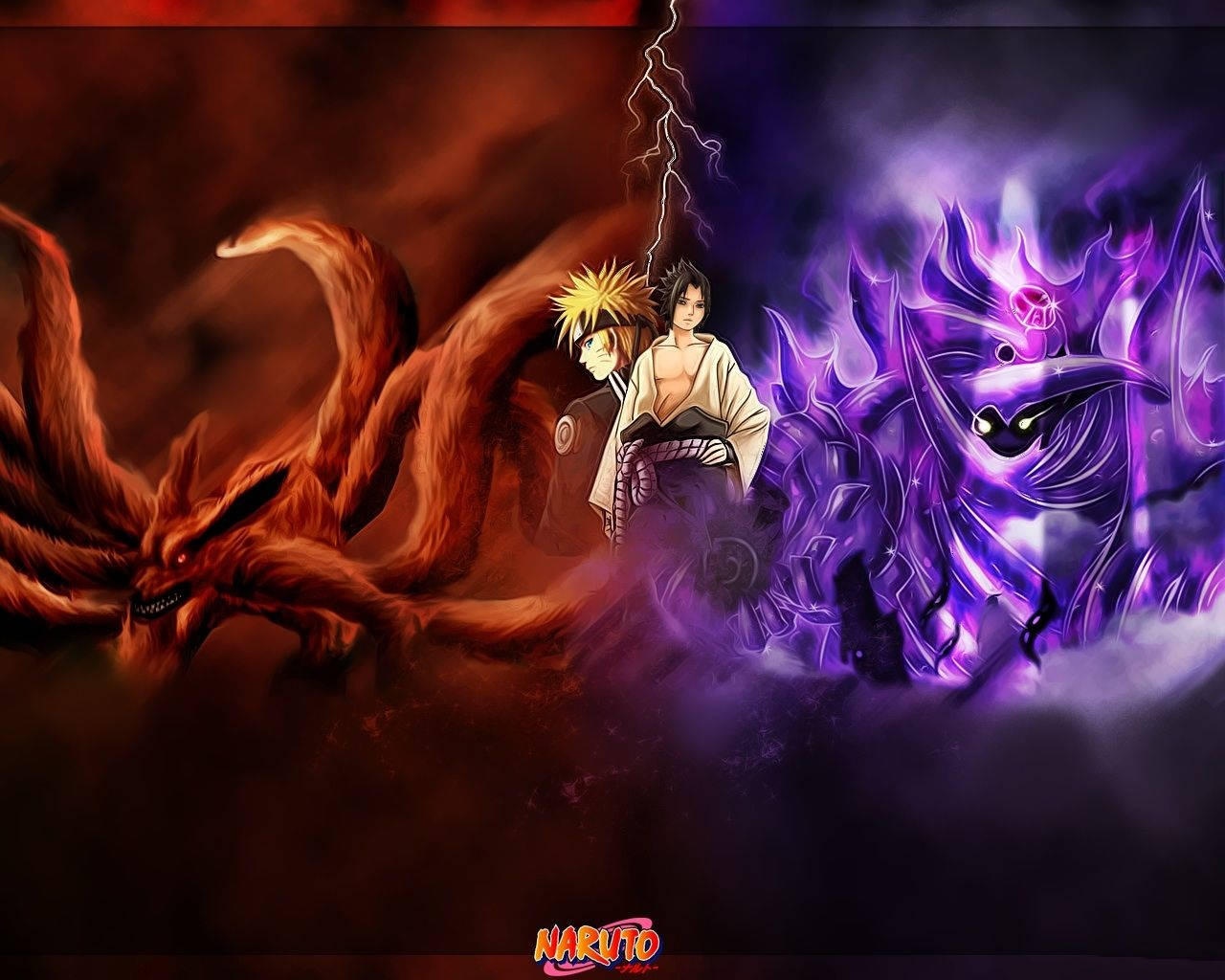 Naruto và Sasuke ấn tượng cùng quái thú Hình nền