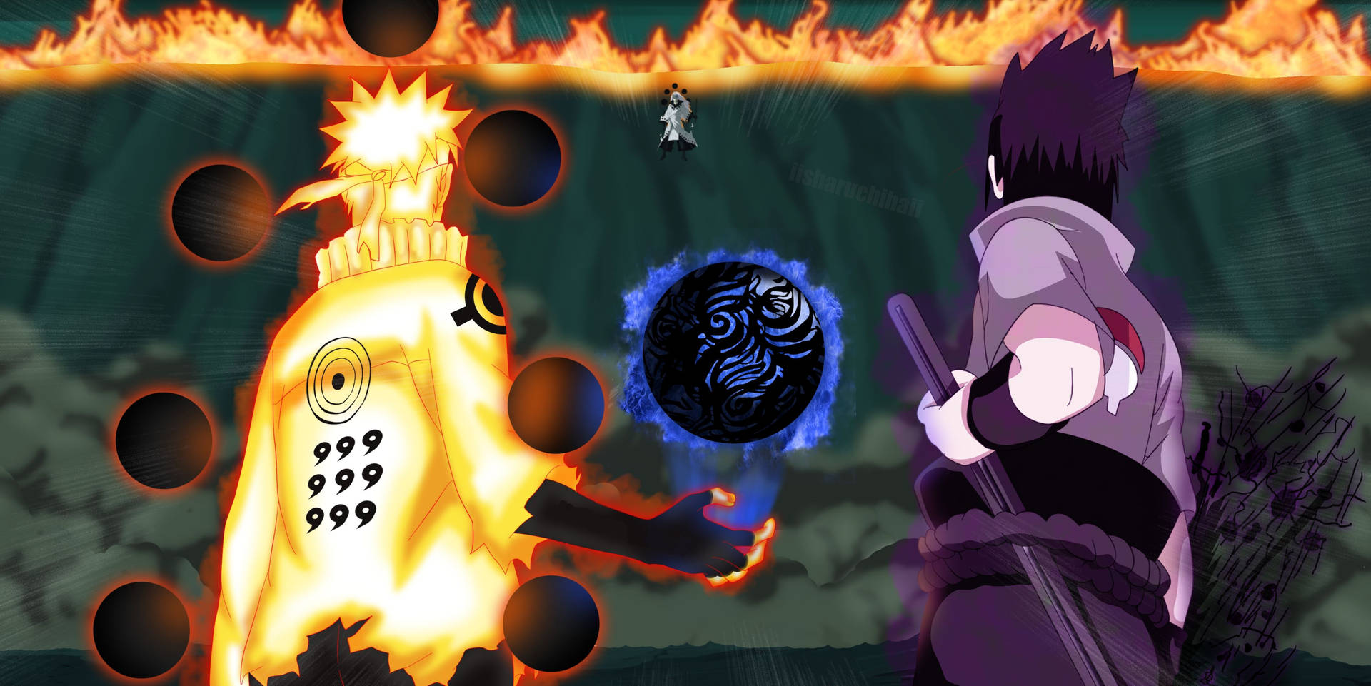 Hình nền Naruto và Sasuke phát sáng.