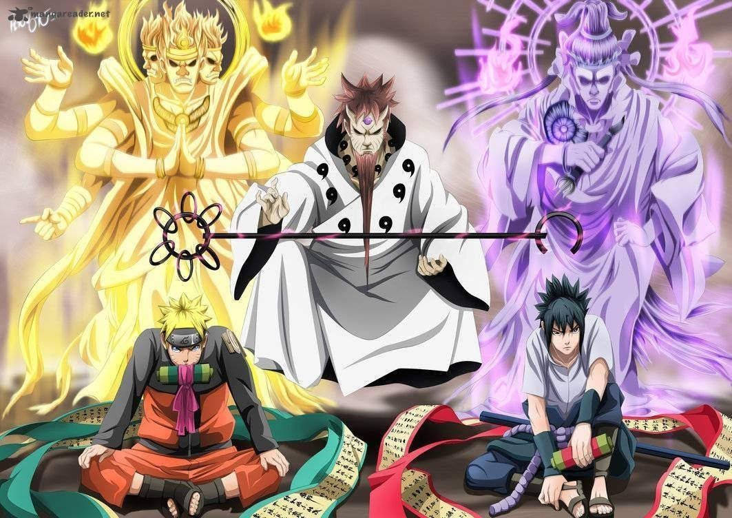 Naruto Uzumaki và Sasuke Uchiha luyện tập chakra ở làng Lá.