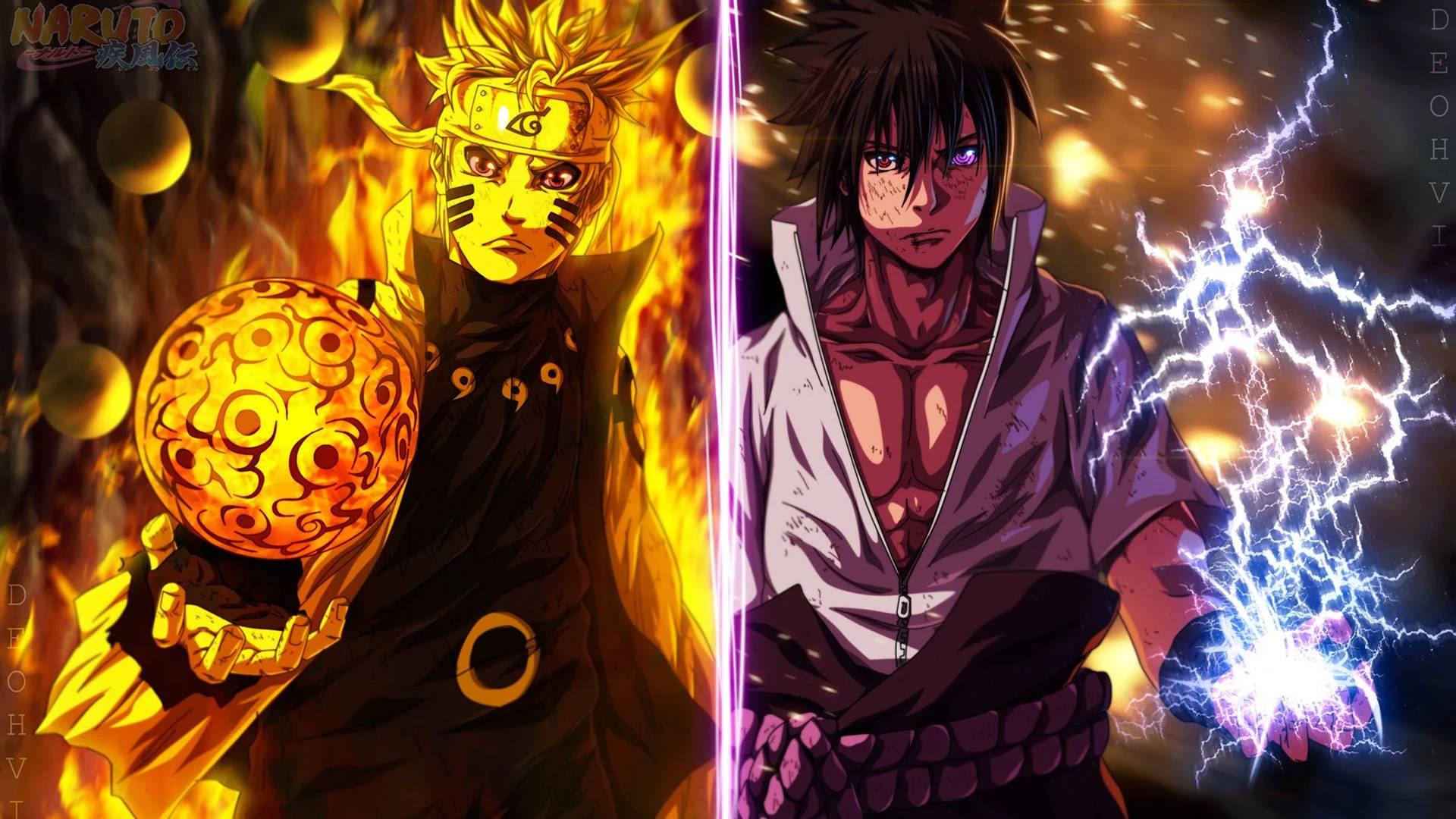 Naruto và Sasuke Ninjutsu Hình nền