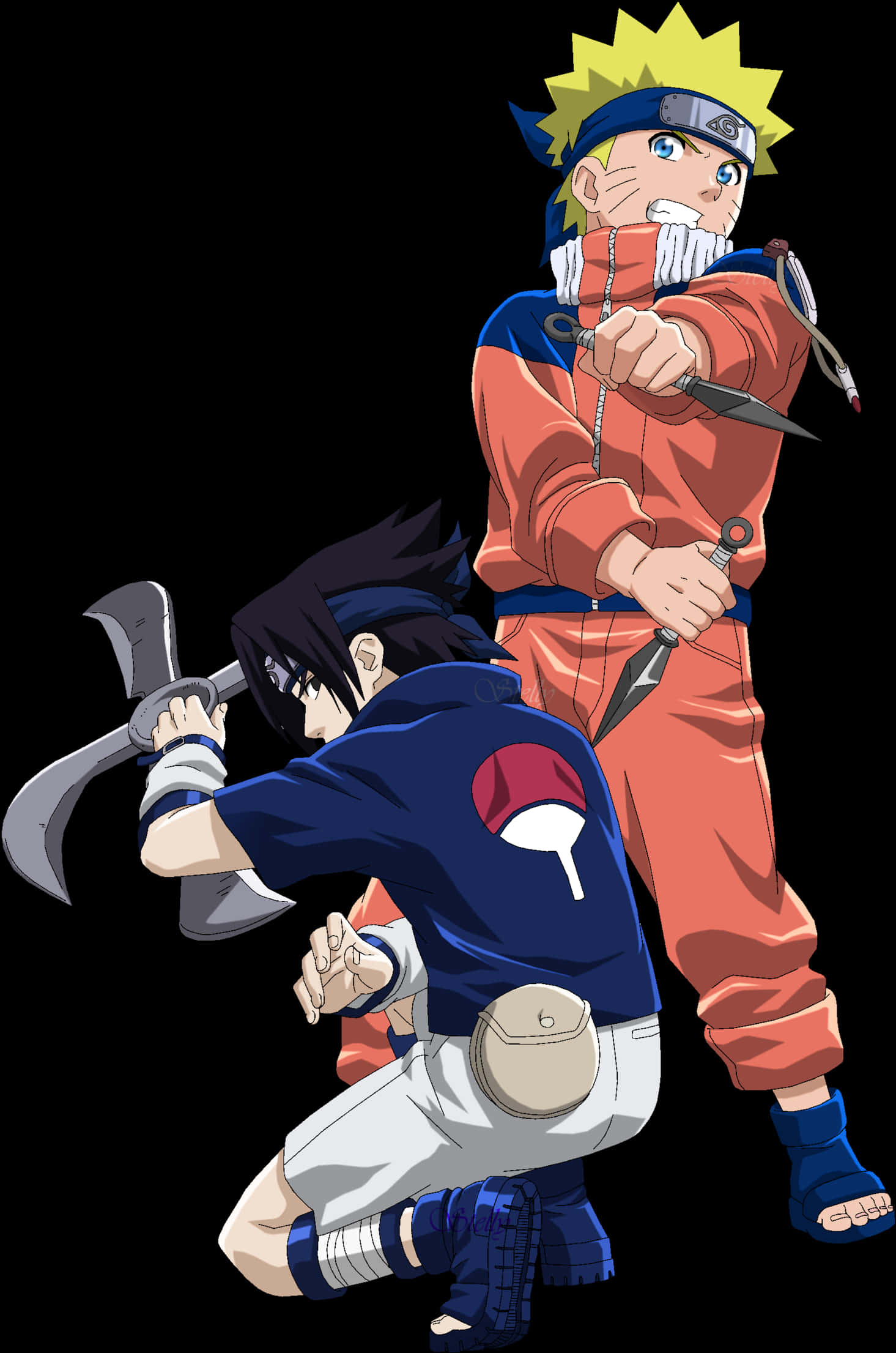 Naruto và Sasuke Sẵn Sàng Chiến Đấu Hình nền