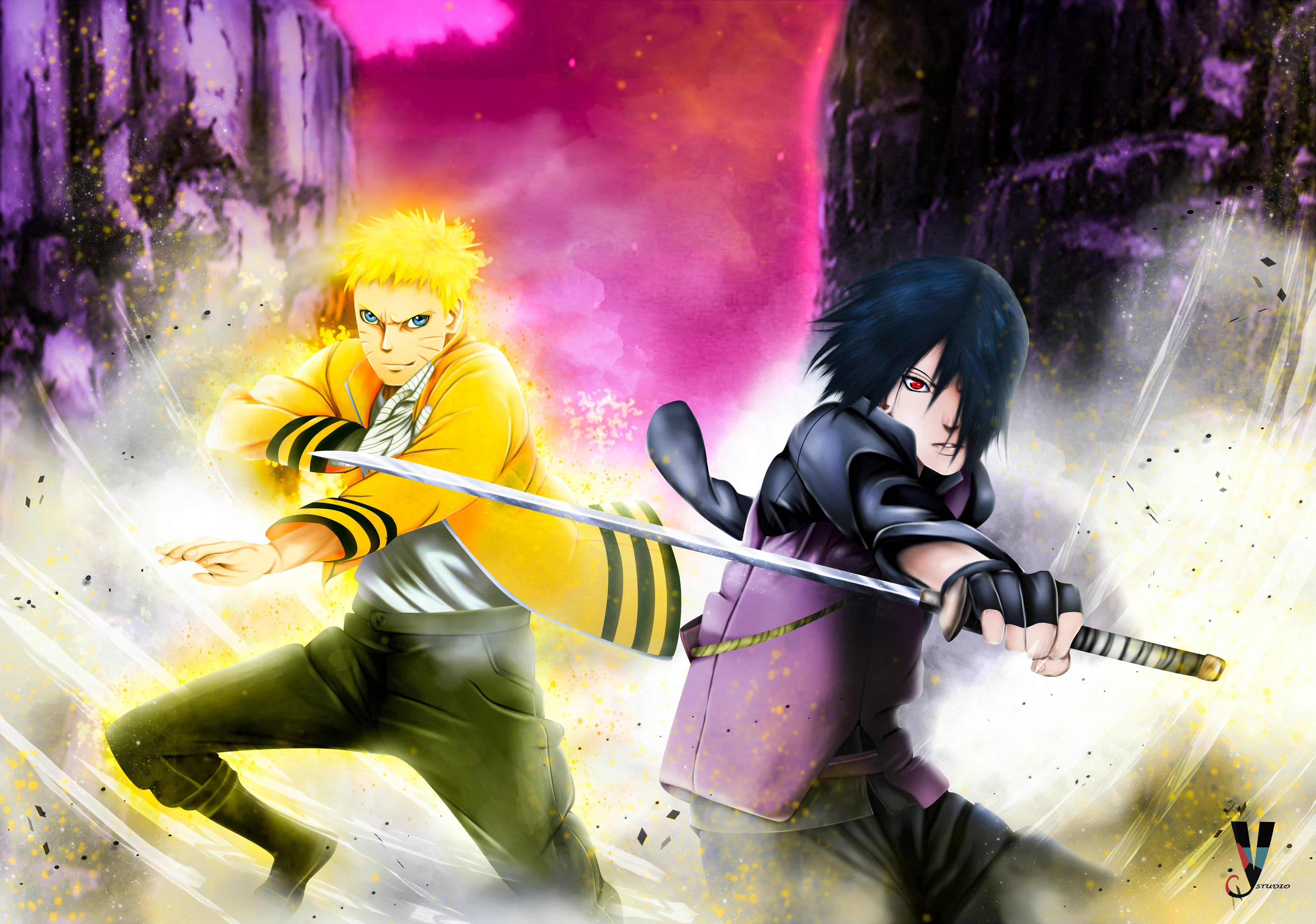 Naruto và Sasuke trong Boruto Hình nền