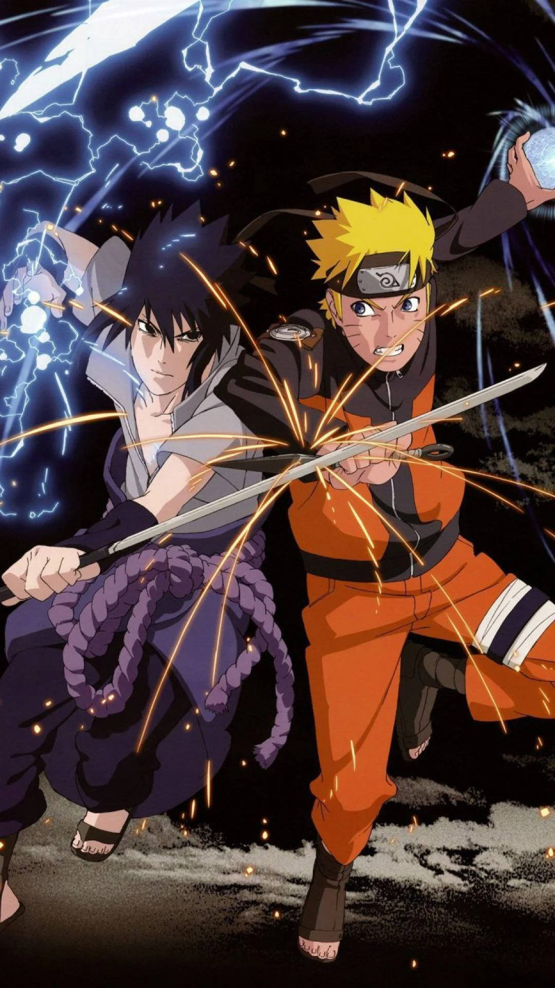 Naruto và Sasuke Đối Đầu Sát Cánh Hình nền