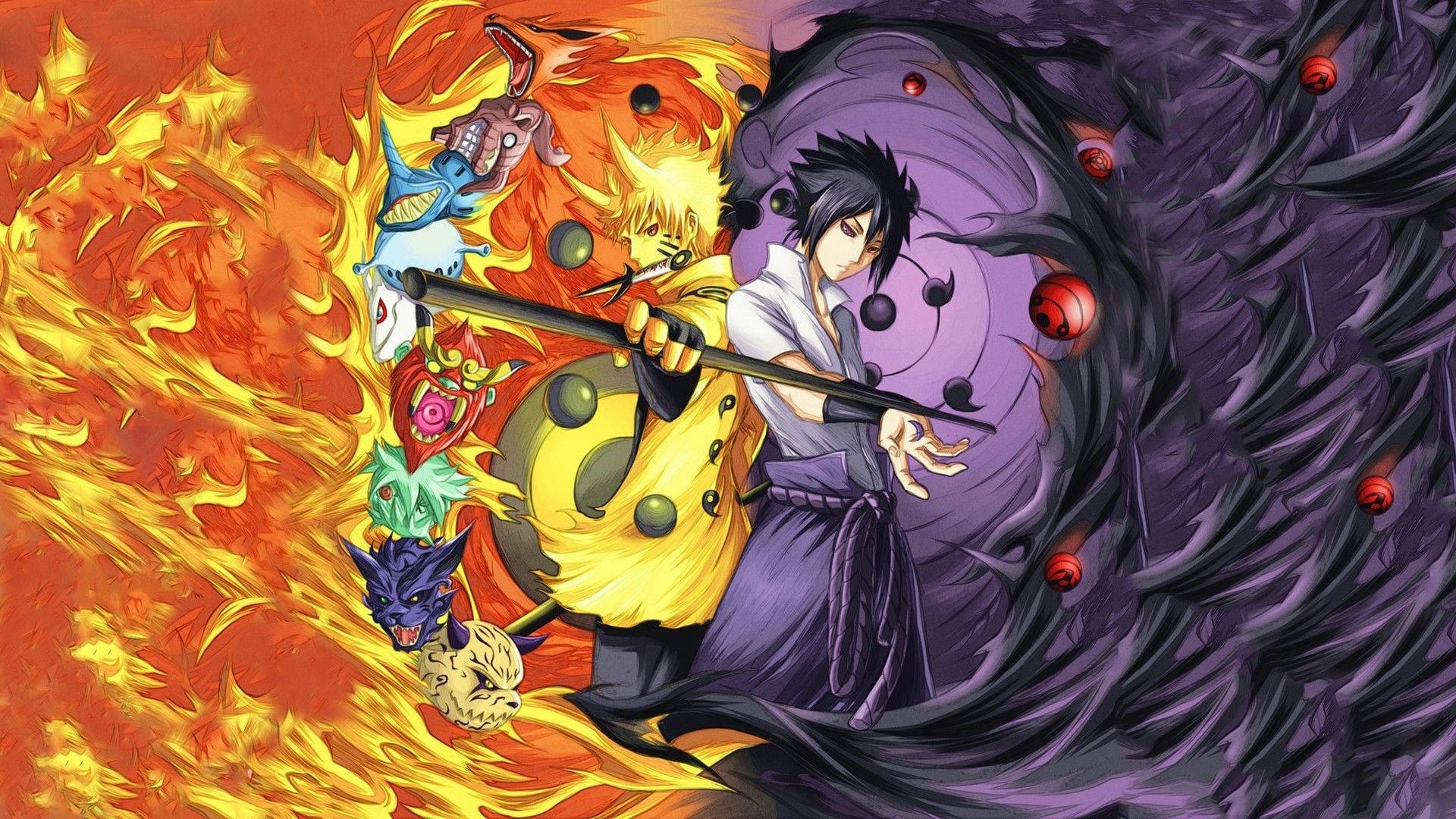 Naruto và Sasuke trong chế độ Rikudou Sennin Hình nền