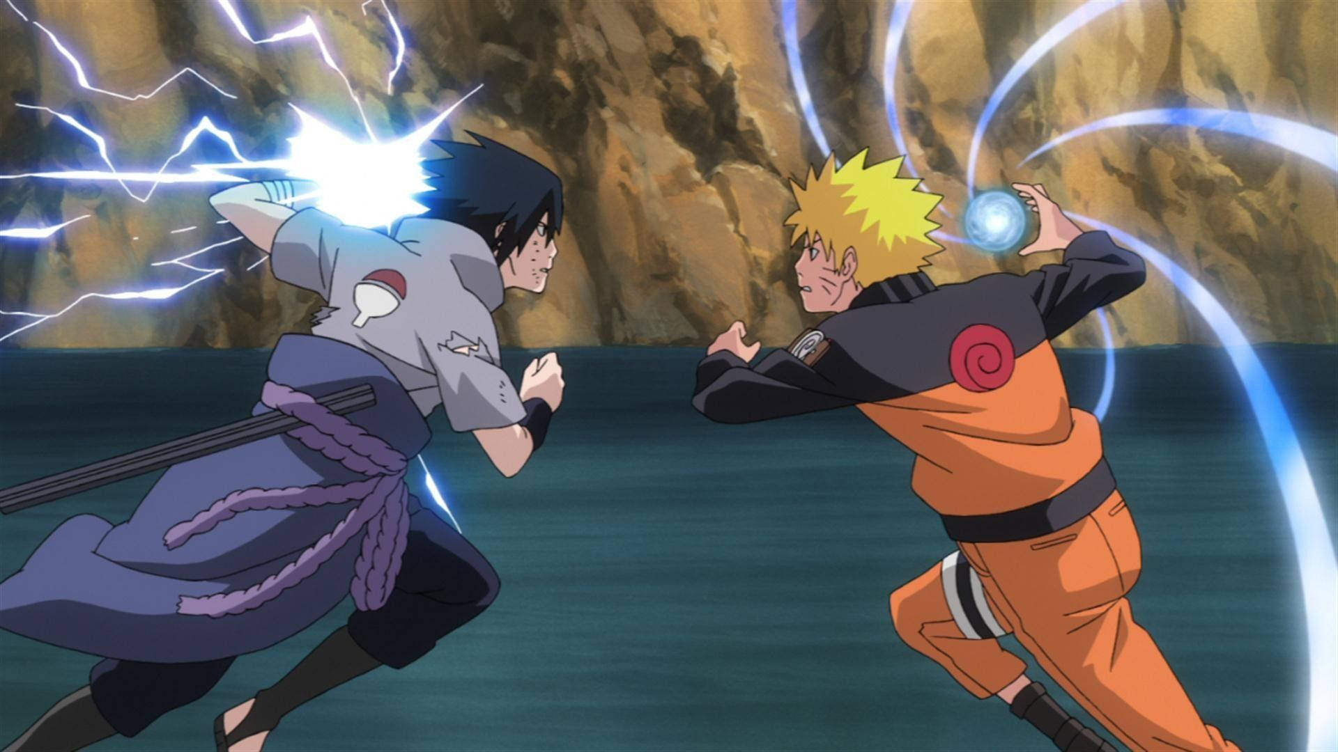 Naruto vs Sasuke Chakra Xanh Sống Động Hình nền
