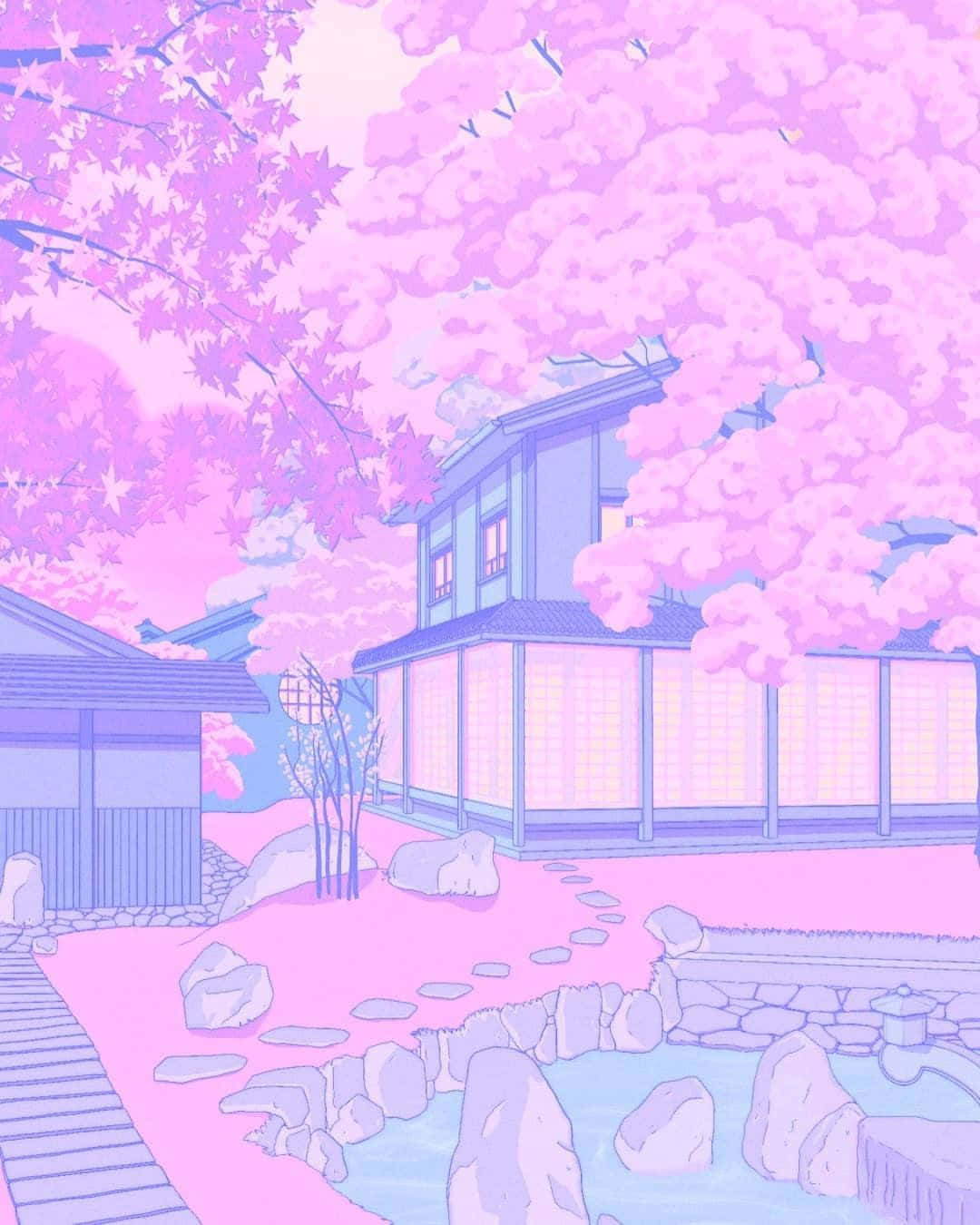 Nền Anime Pastel Hồng Thẩm Mỹ Hình nền