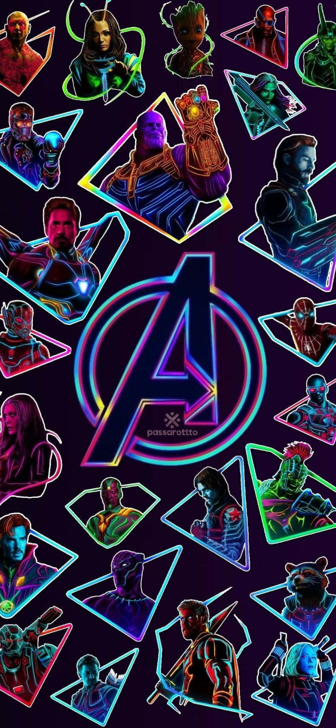 Nền Avengers iPhone XS Nghệ Thuật Neon Hình nền