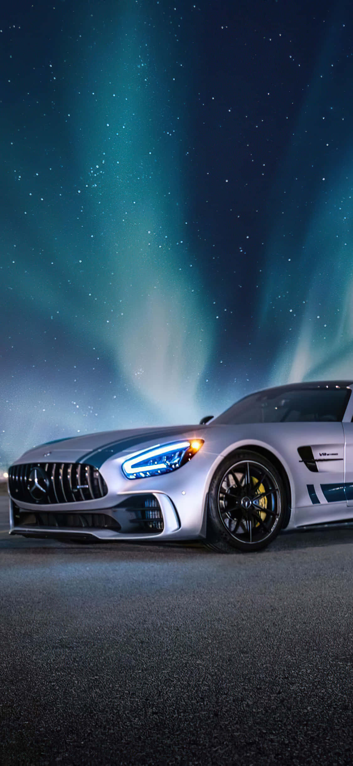 Nền Bạc iPhone Xs Mercedes Amg Cực Quang Hình nền