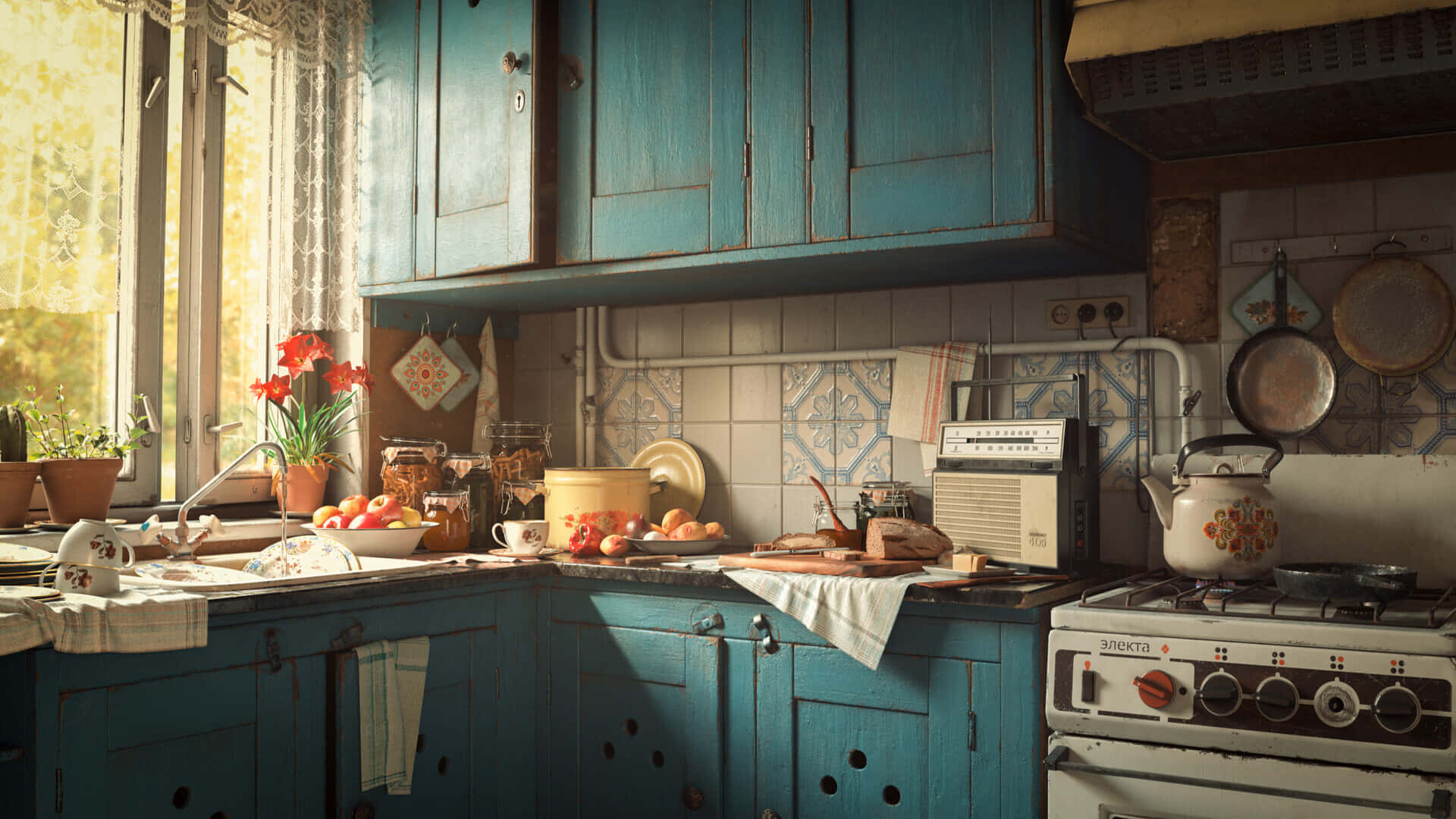 Nền Bếp Phong cách Cottage Core 1920x1080 Hình nền