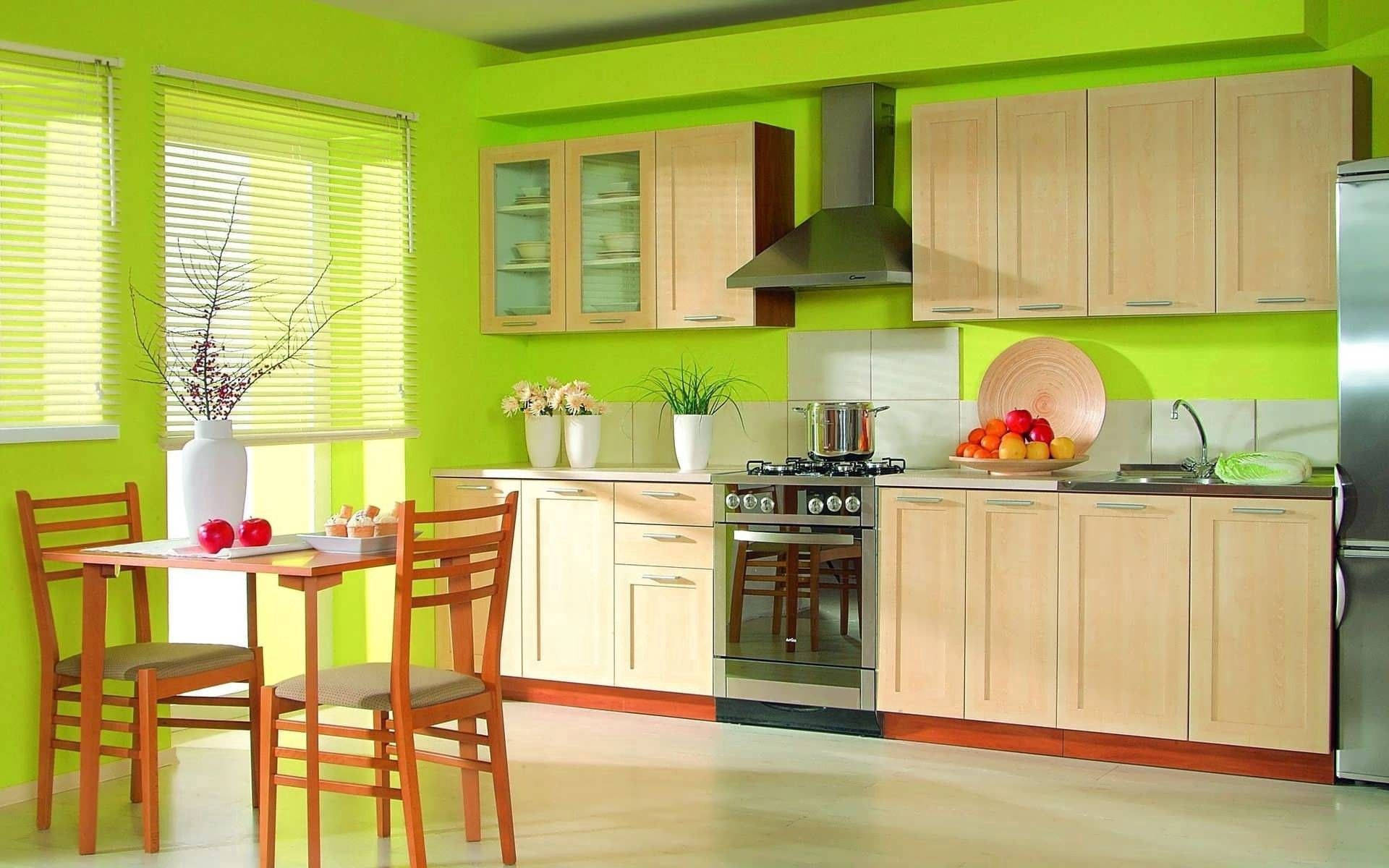 Nền Bếp Xanh Lá Tươi Sáng Hình nền