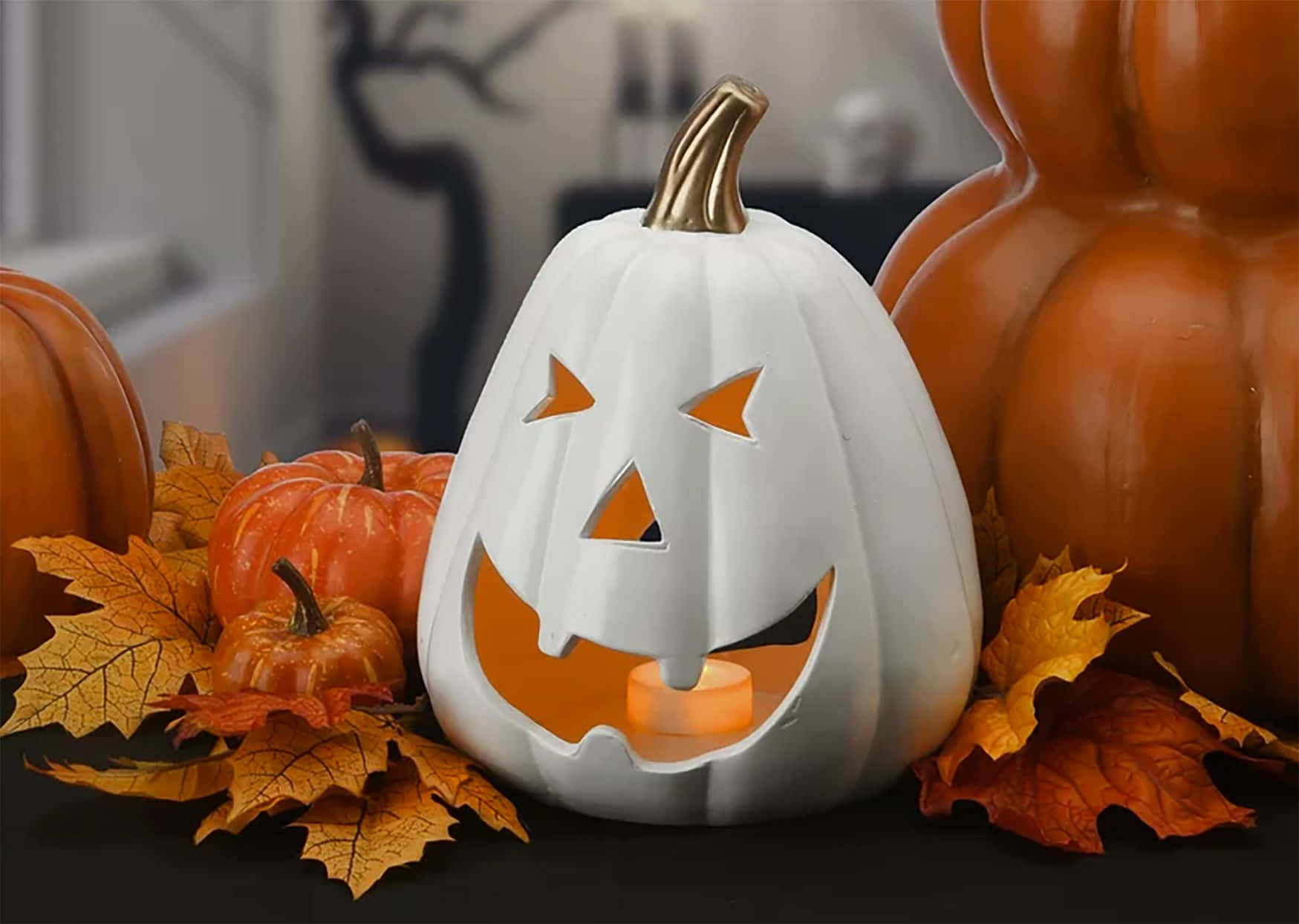 Nền Bí Ngô Halloween Mặt Trắng Hình nền