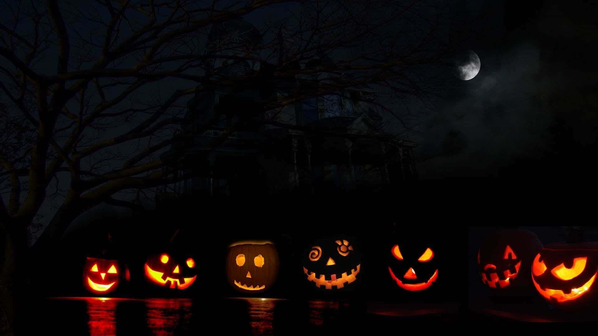 Nền Bí Ngô Halloween Phản Chiếu Mặt Nước Hình nền
