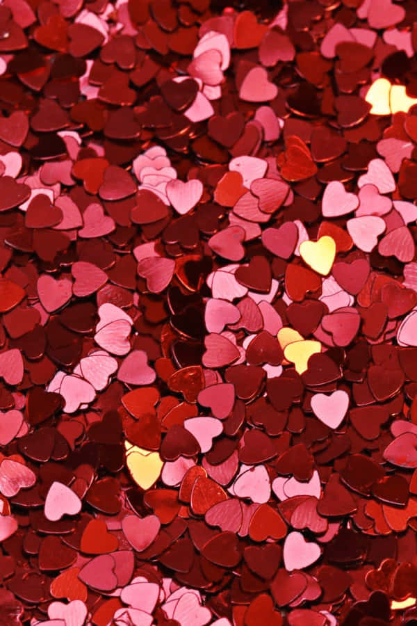 Nền Đỏ Hình Trái Tim Confetti Phong Cách Thẩm Mỹ Hình nền