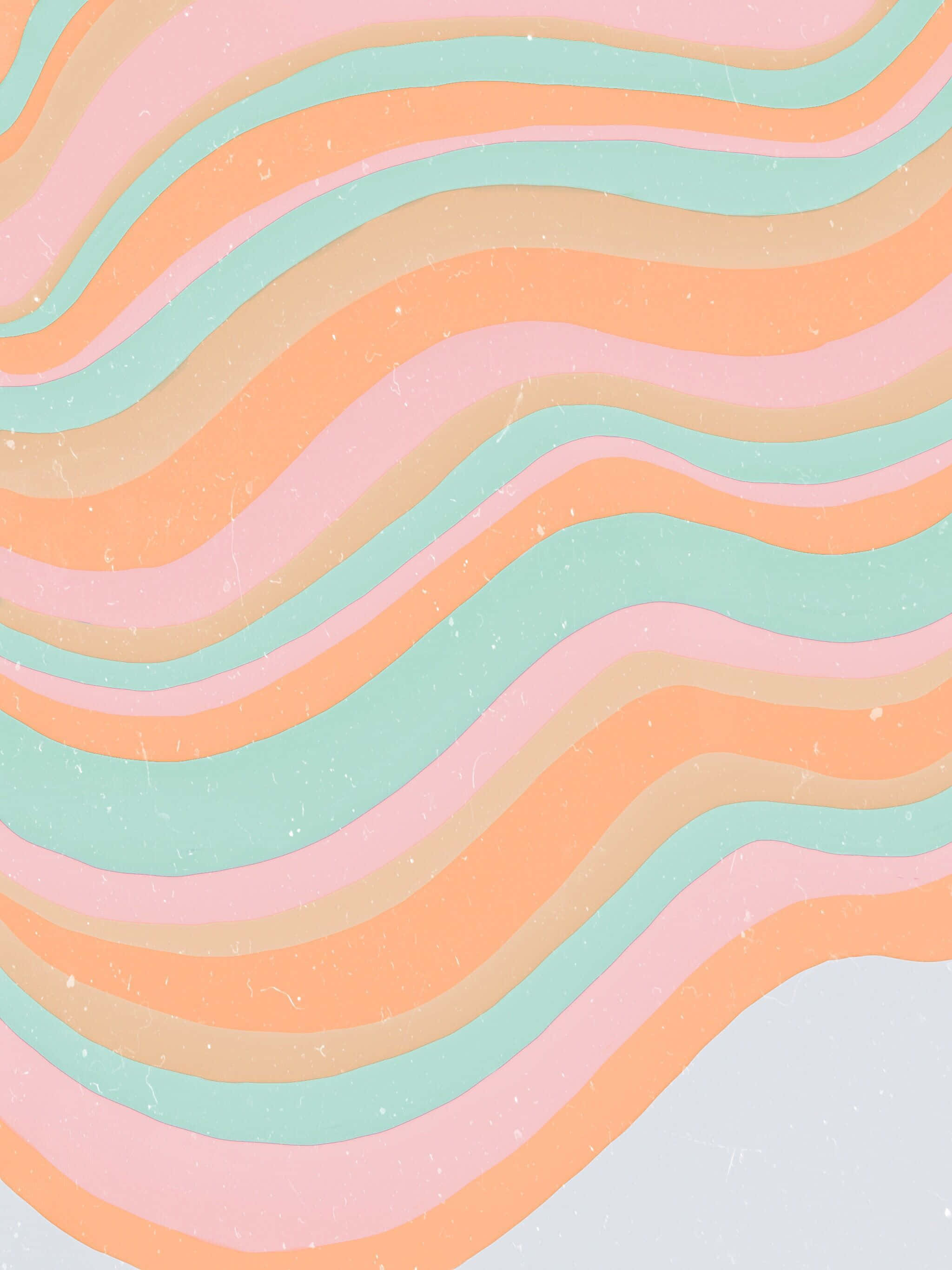 Nền Groovy thập niên 70 với sóng xanh và màu pastel Hình nền