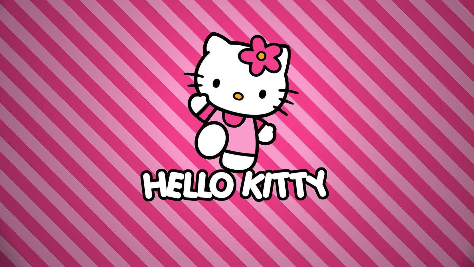 Nền Hello Kitty Hồng Kẻ Sọc
