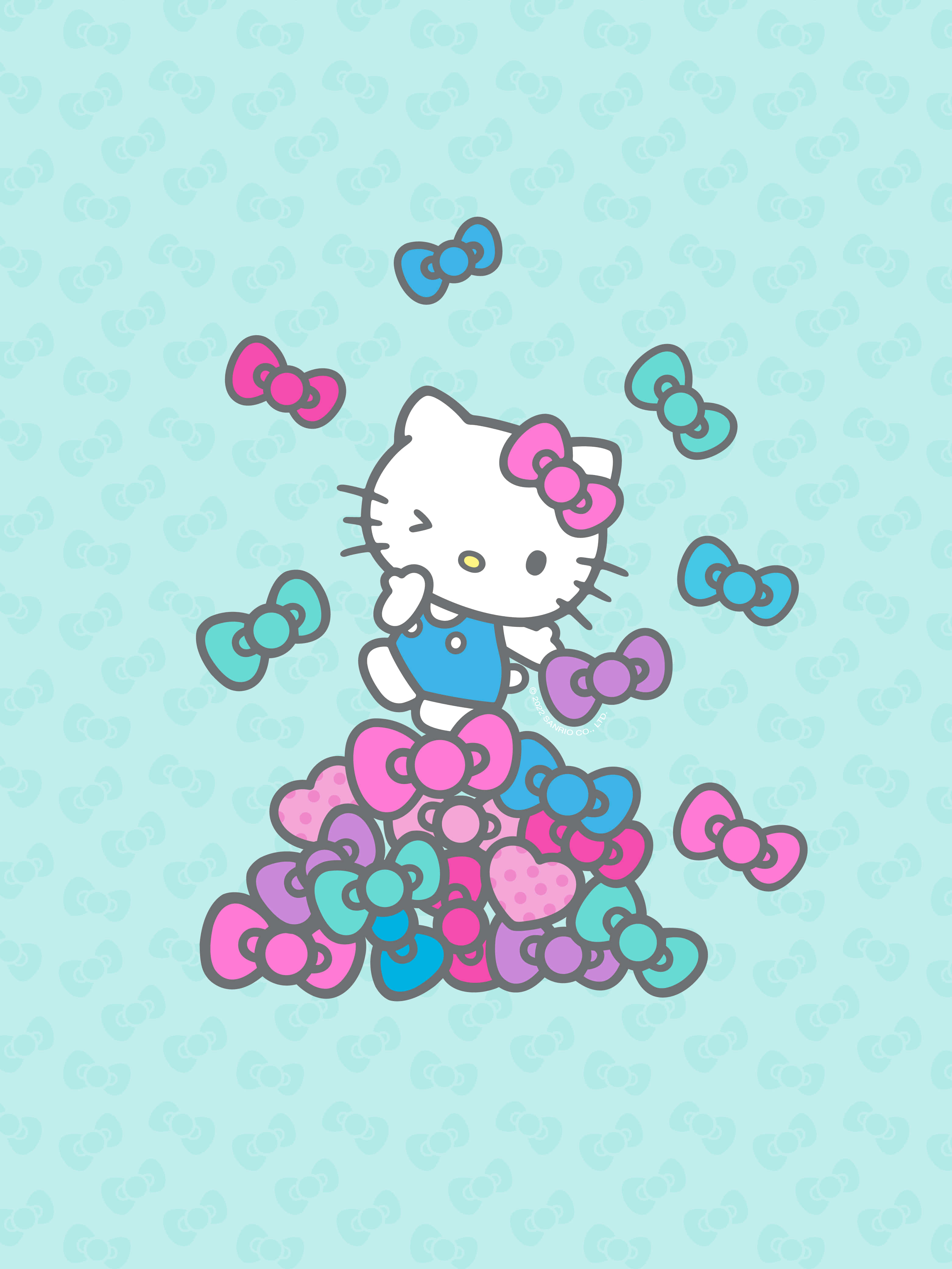 Nền Hello Kitty Xanh Và Hồng Hình nền