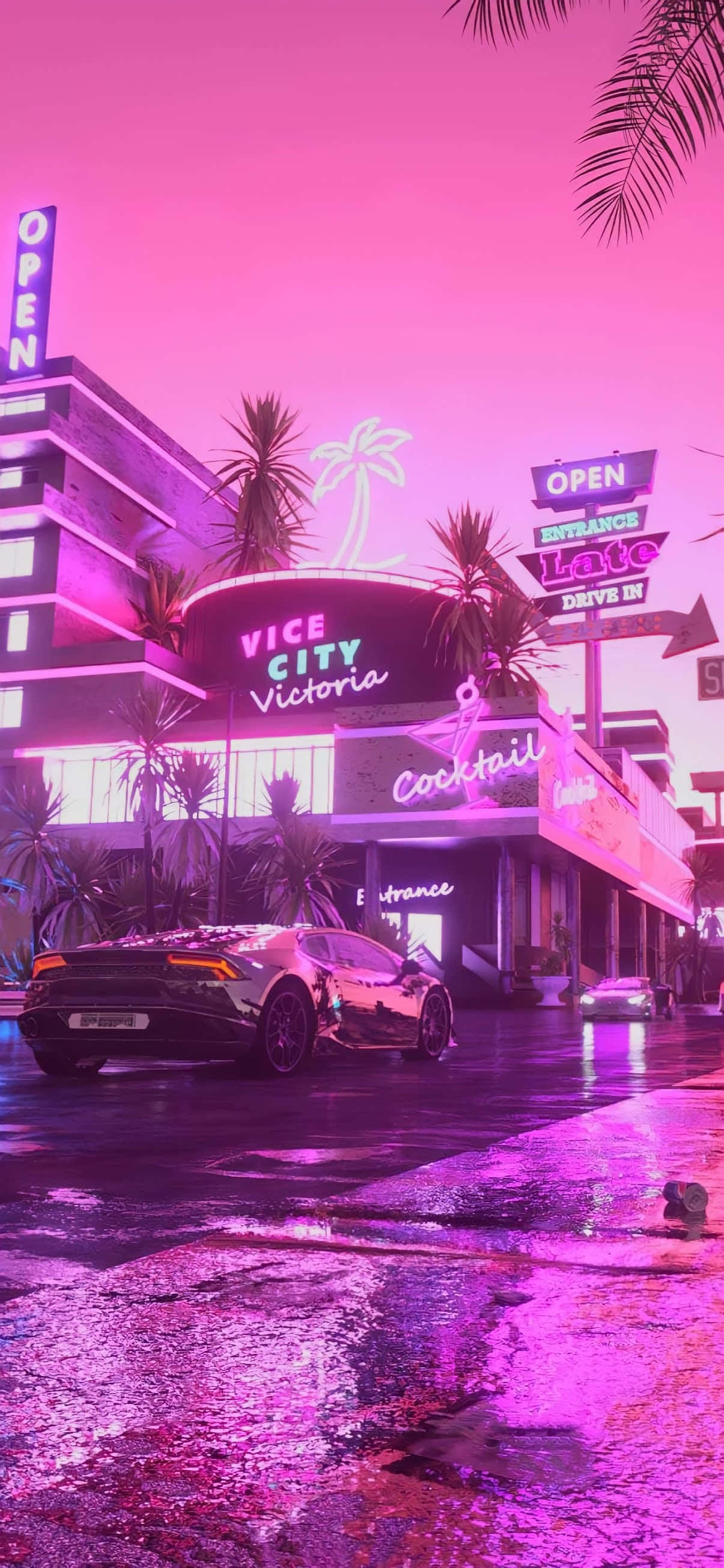 Nền Hồng Neon GTA Vice City Nights Vaporwave Hình nền