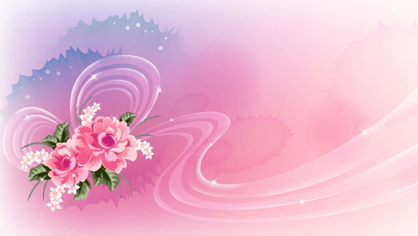 nền hồng với hoa và sóng Hình nền