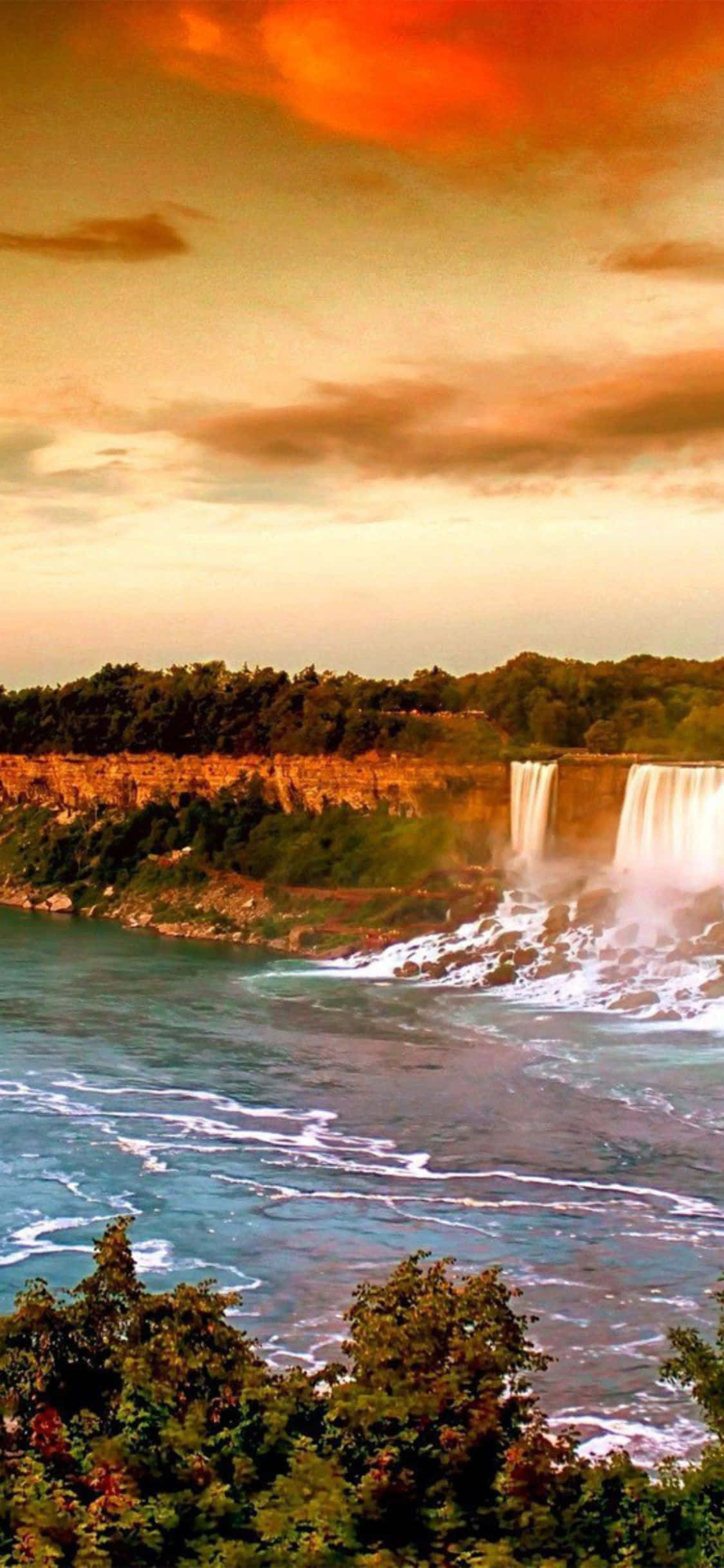 Nền iPhone X Hoàng Hôn Thác Niagara Canada Hình nền