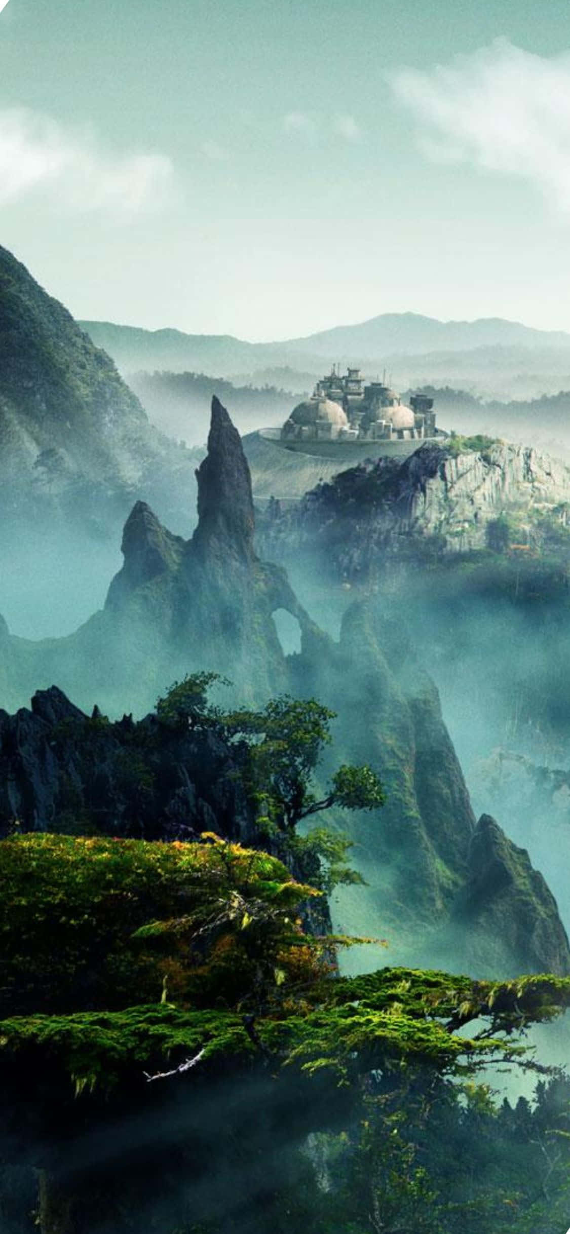 Nền iPhone XS Civilization Beyond Earth Núi Mù Sương Ấn Tượng Hình nền