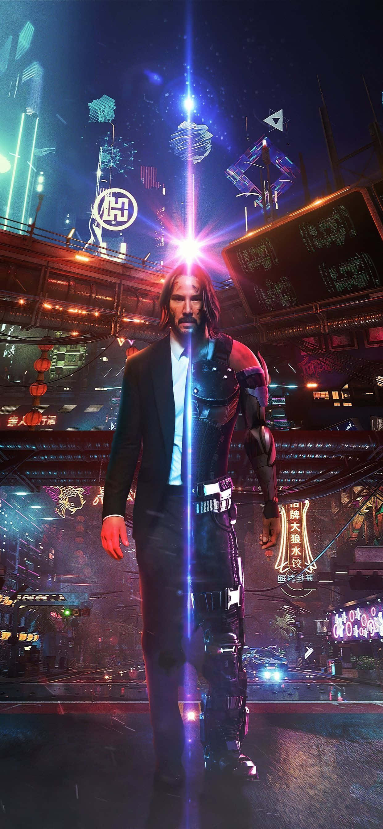 Nền iPhone XS Max Cyberpunk 2077 Keanu Reeves Hình nền
