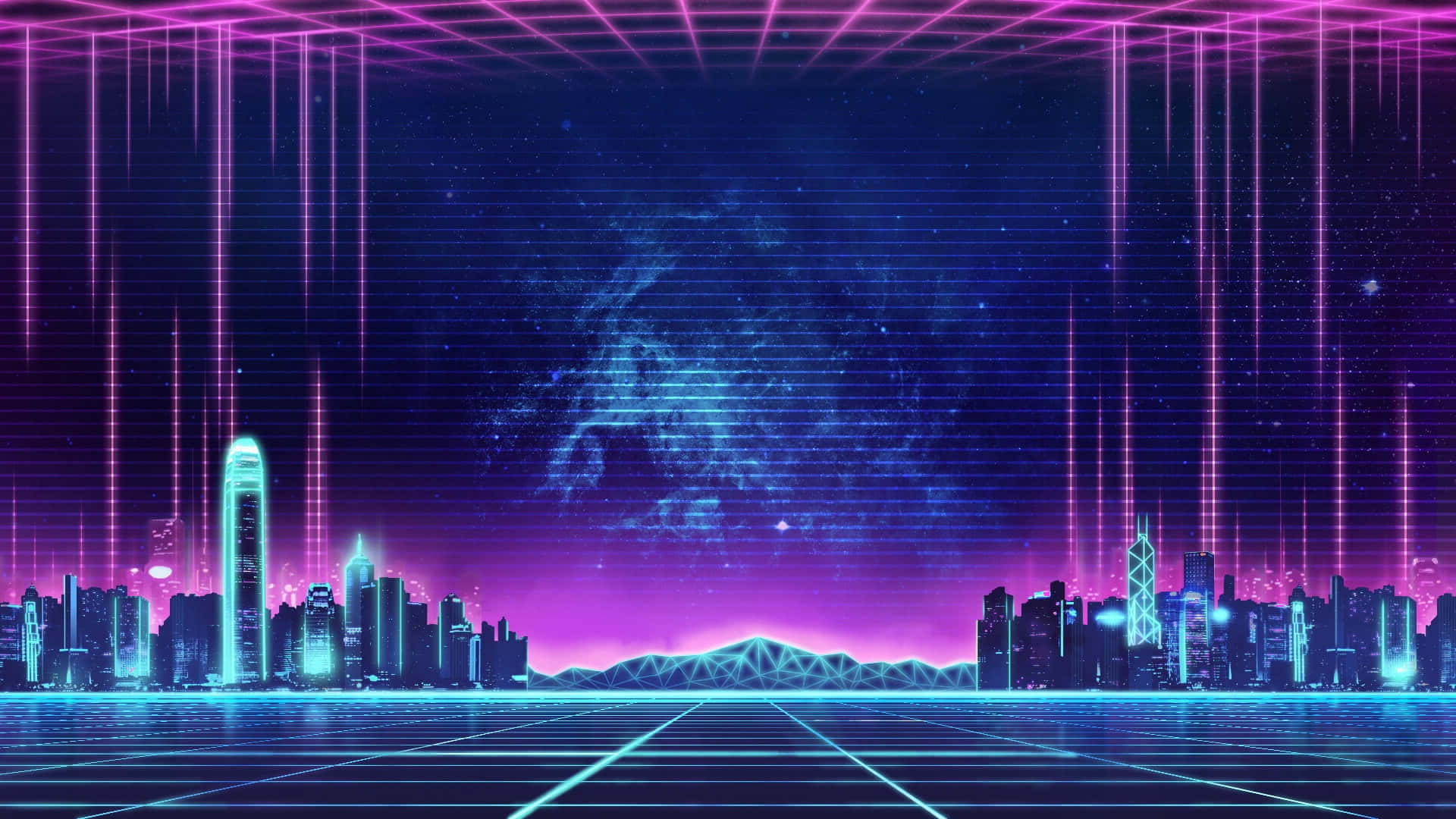 Nền Lưới Thành Phố Neon Hình nền