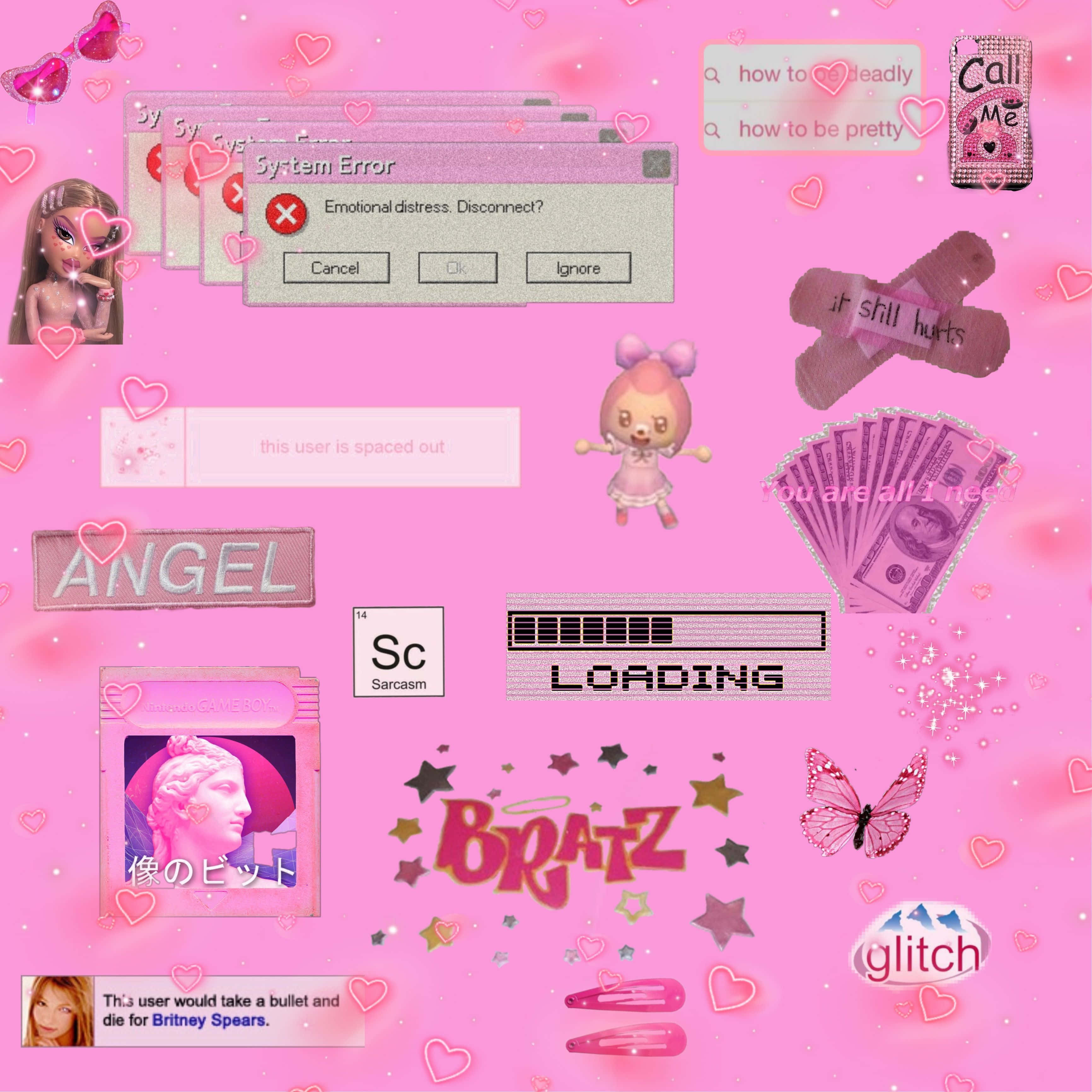 Nền Máy Tính Bratz Hồng Phong Cách Y2K Hình nền