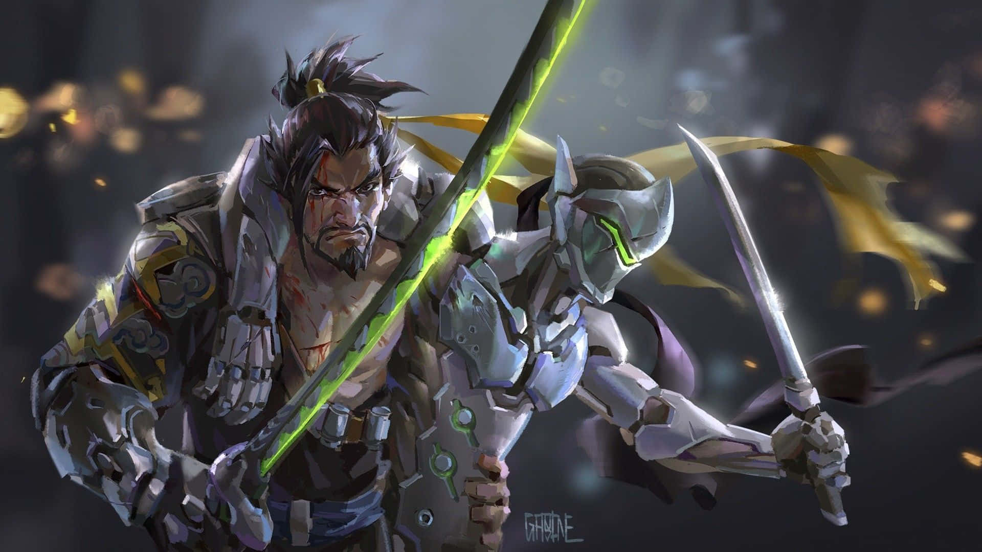Nền Overwatch 1920x1080 Nhân Vật Genji Và Hanzo Hình nền